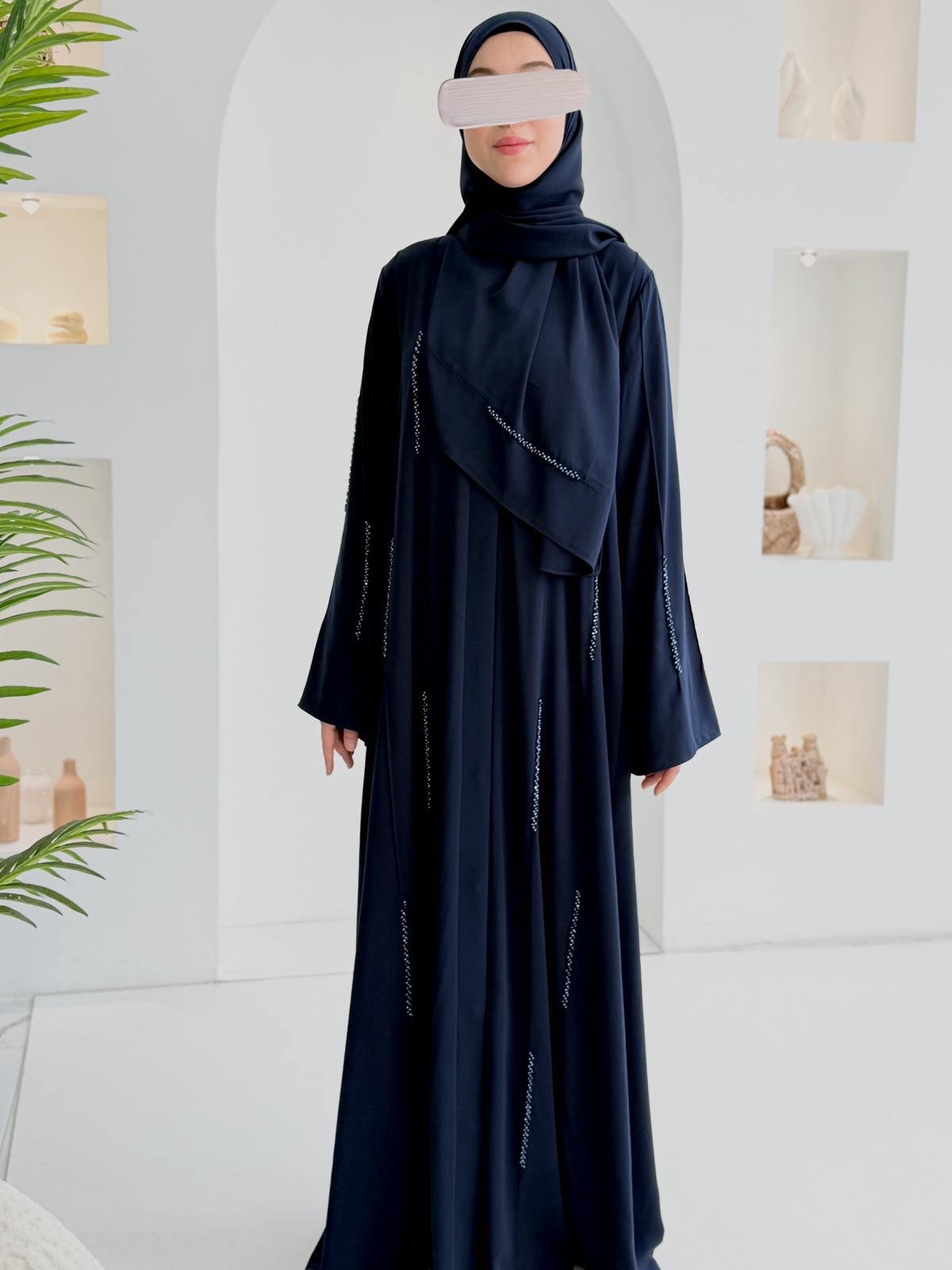 Başak Premium Abaya Takım-Lacivert