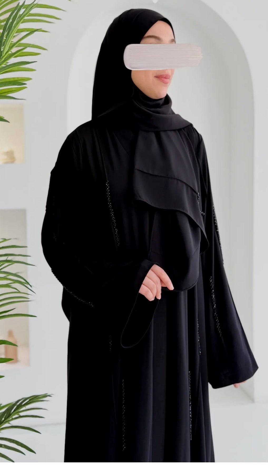 Başak Premium Abaya Takım-Siyah