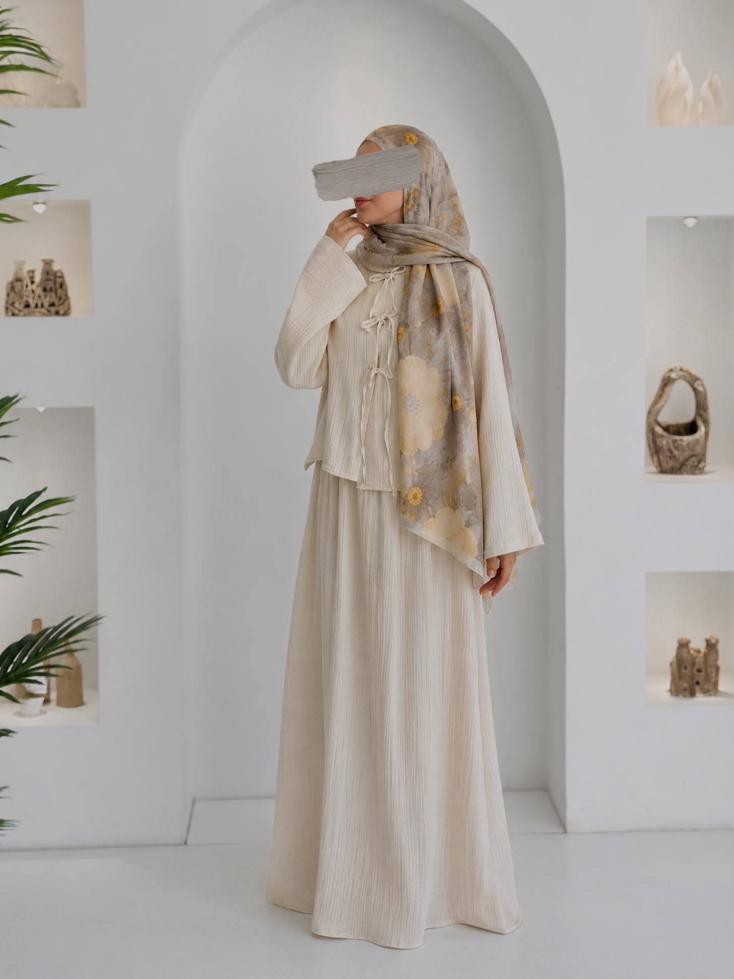 Muslin Etek Takım Ekru Şalsız ÖN SİPARİŞ ÜRÜNÜMÜZDÜR