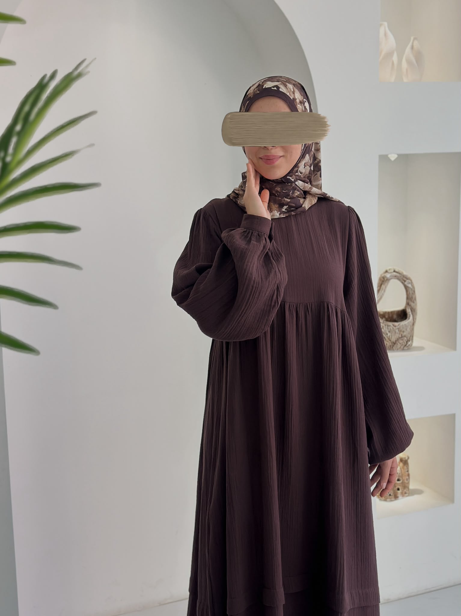 Muslin Farah Kahverengi+Şal ÖN SİPARİŞ ÜRÜNÜMÜZDÜR