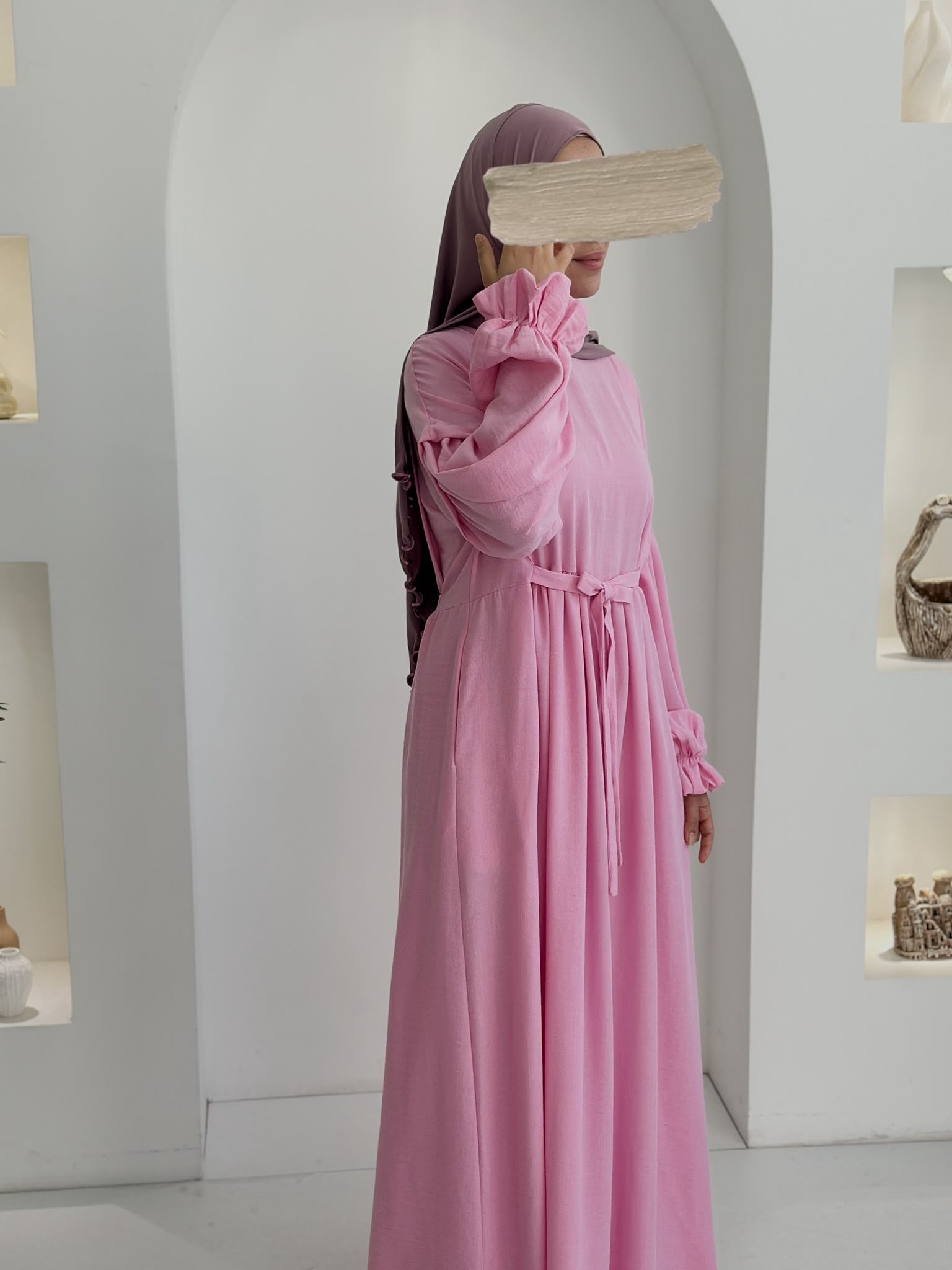 Keten Vintage Elbise Pembe ÖN SİPARİŞ ÜRÜNÜMÜZDÜR