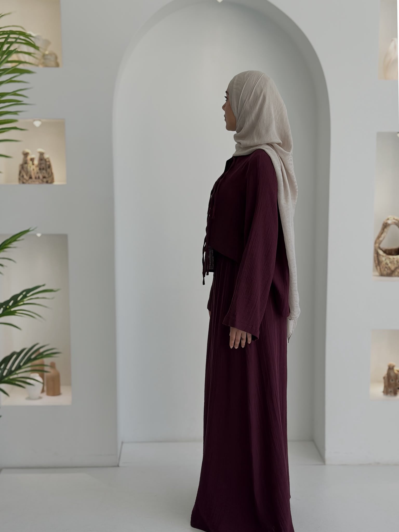 Muslin Etek Takım Mürdüm Şalsız