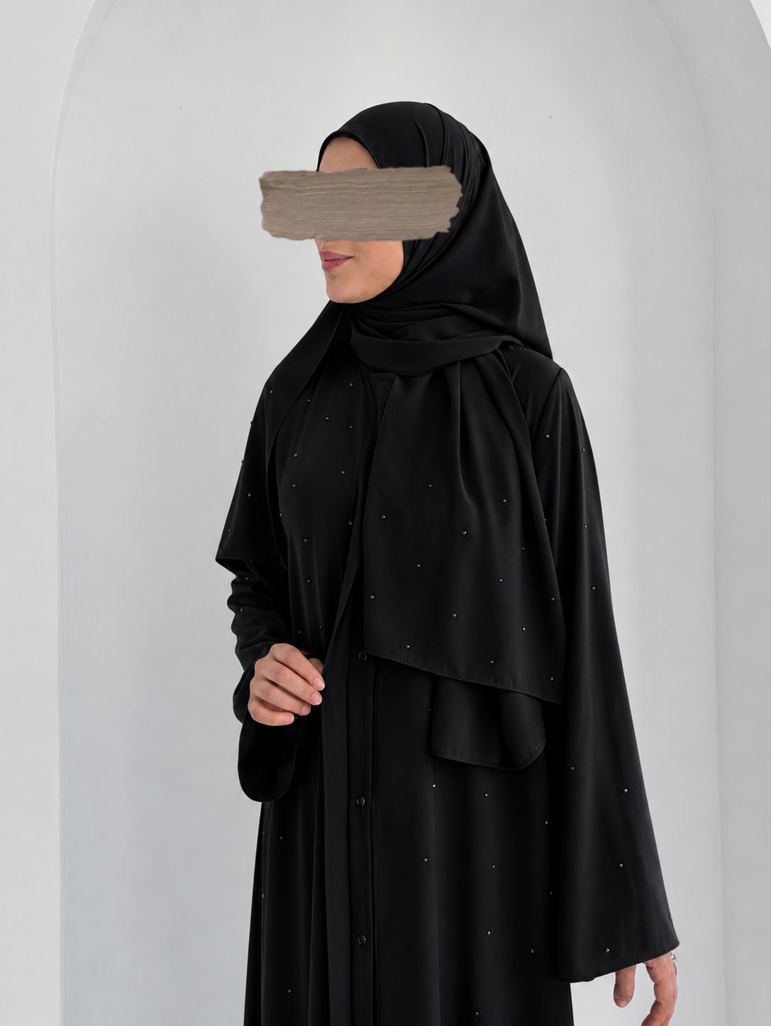 Damla Premium Abaya+Şal Siyah