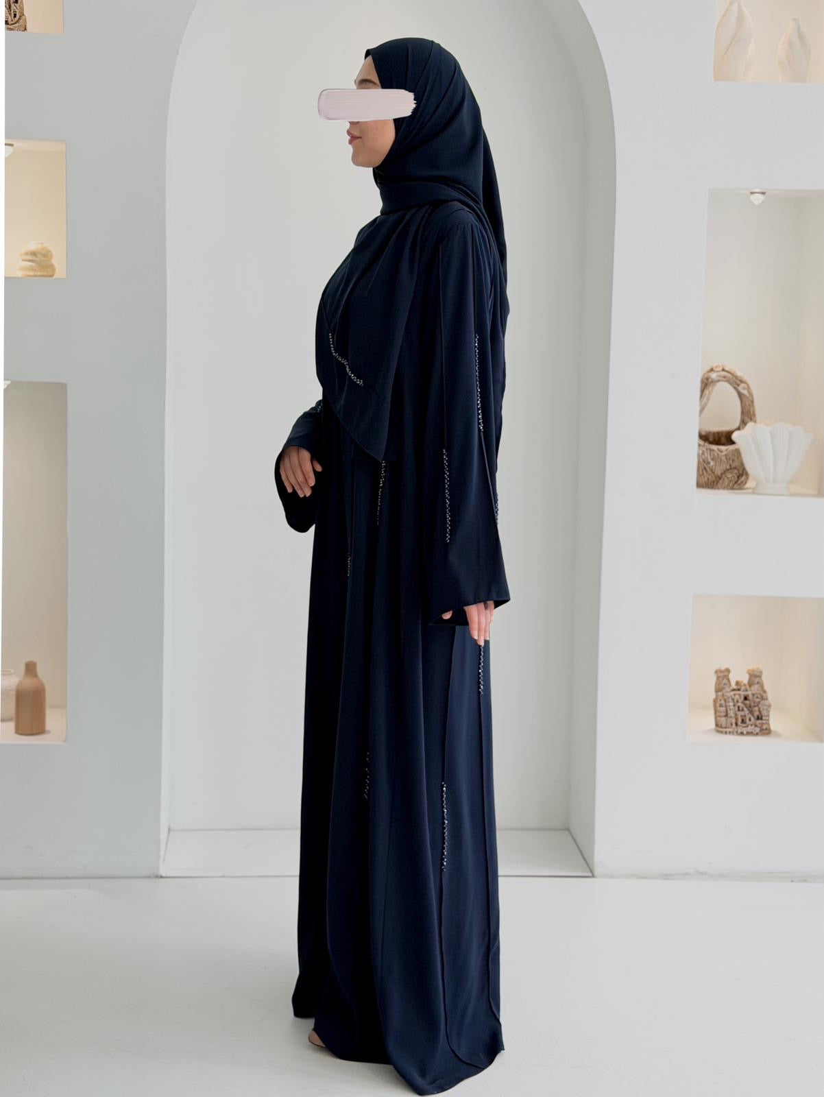 Başak Premium Abaya Takım-Lacivert