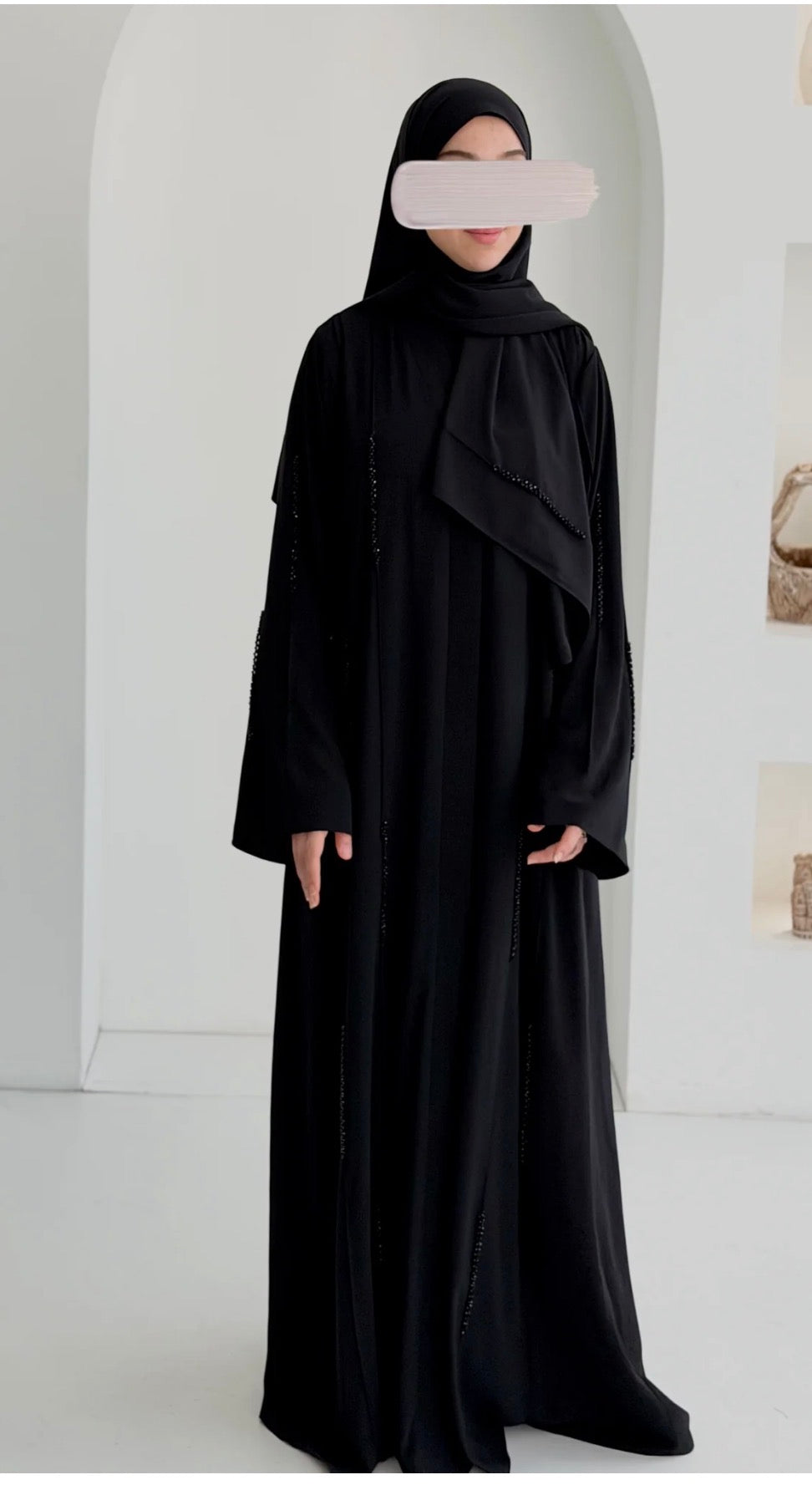 Başak Premium Abaya Takım-Siyah