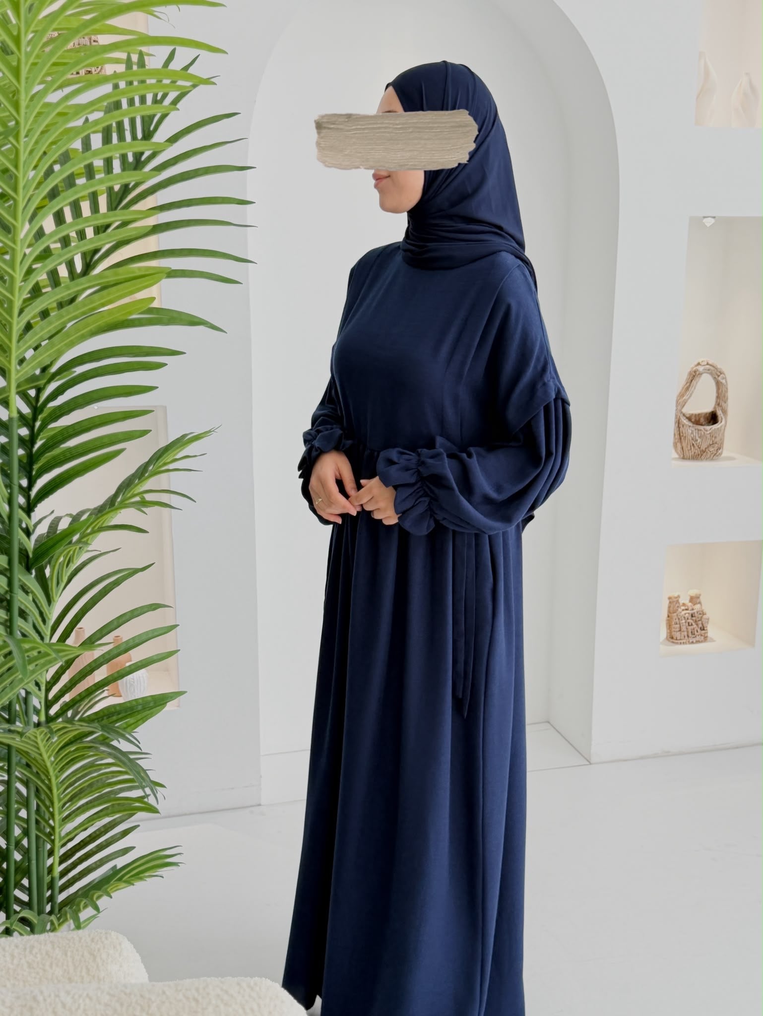Keten Vintage Elbise Lacivert ÖN SİPARİŞ ÜRÜNÜMÜZDÜR