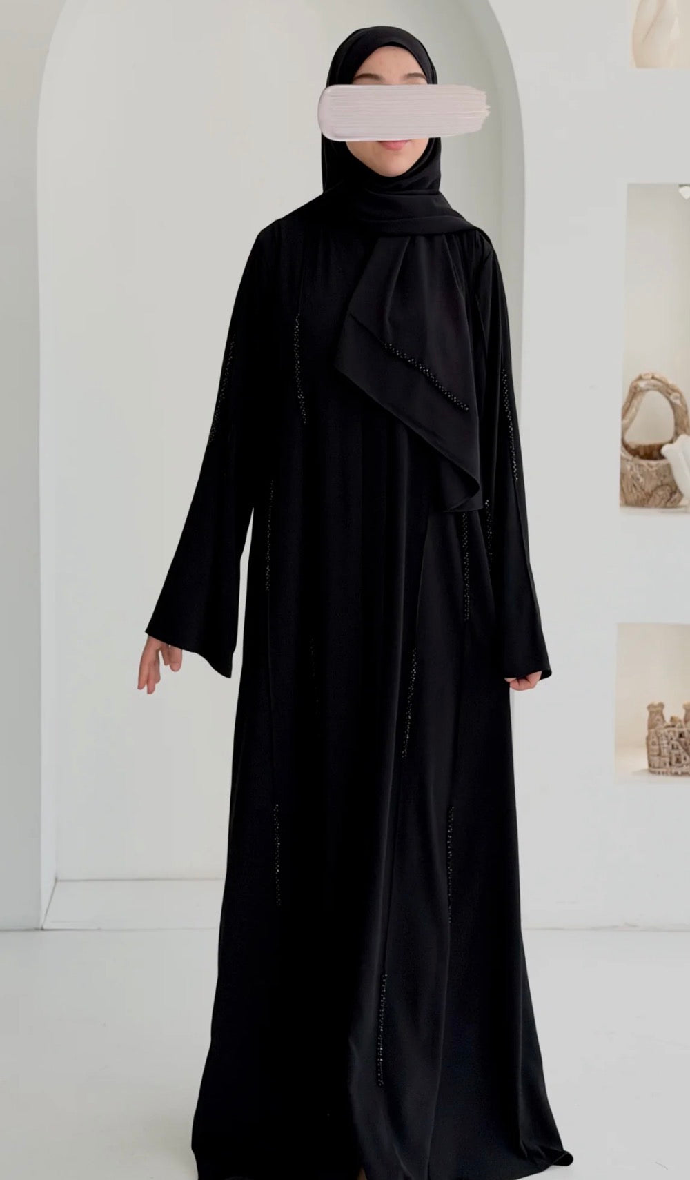 Başak Premium Abaya Takım-Siyah