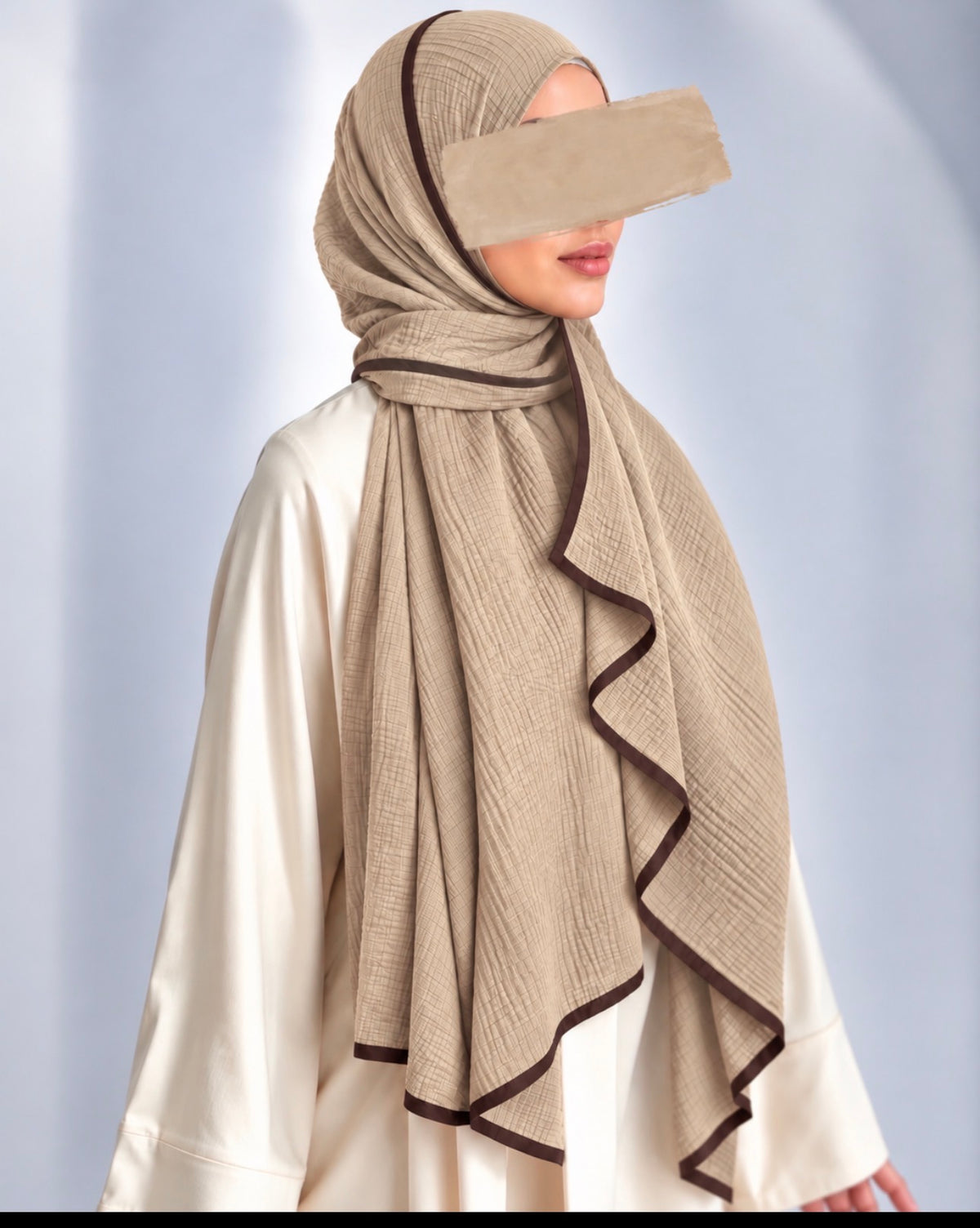 Muslin Koyu Krem+Kahverengi Biyeli