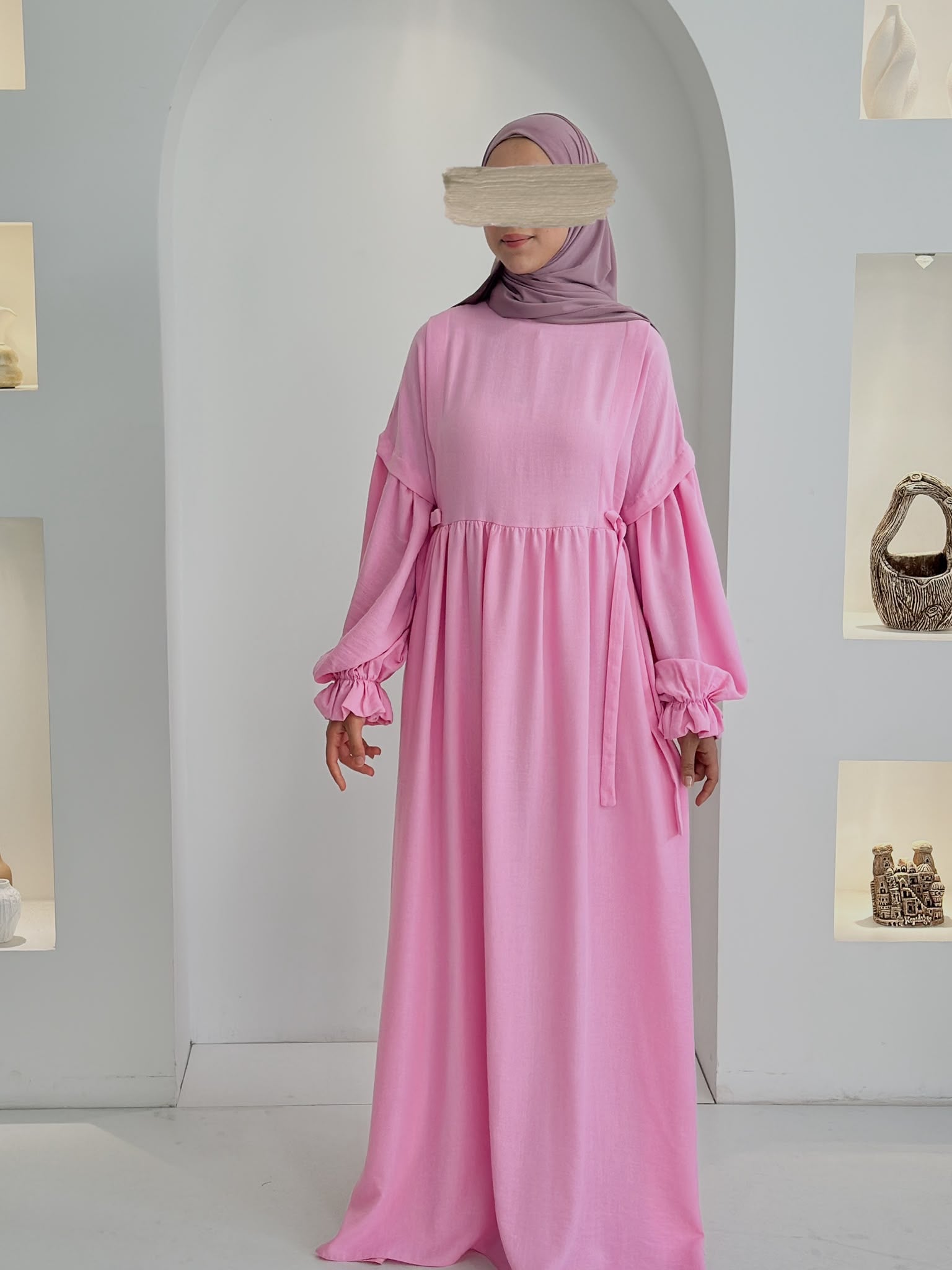 Keten Vintage Elbise Pembe ÖN SİPARİŞ ÜRÜNÜMÜZDÜR