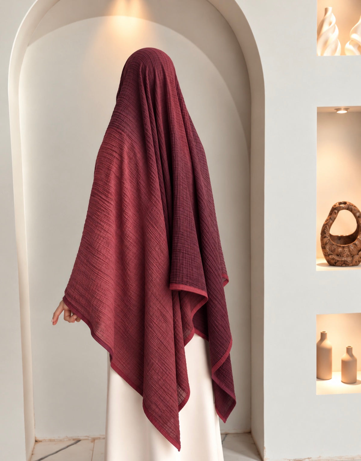 Muslin Degdare Şal Bordo Koyu Kırmızı
