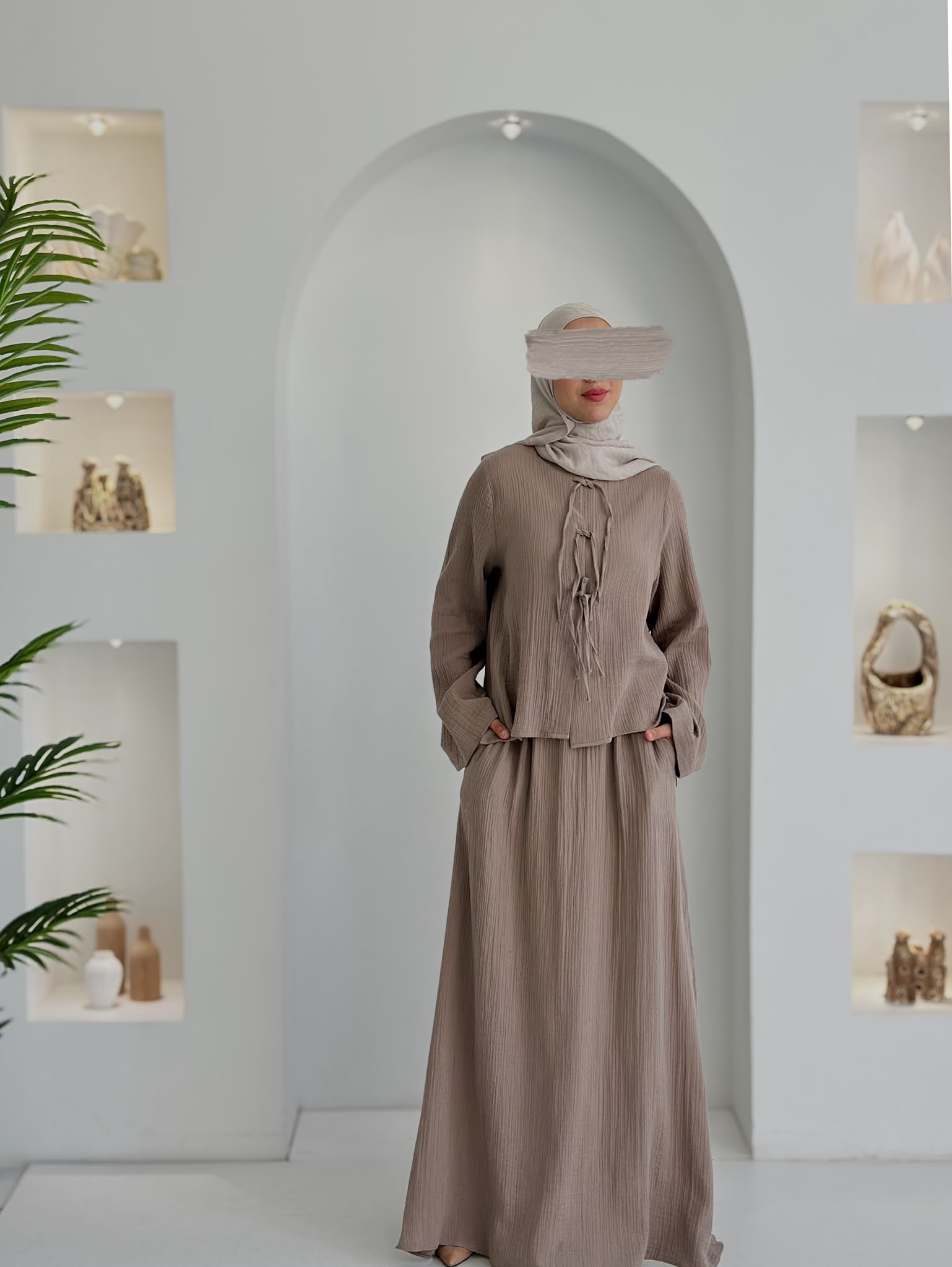 Muslin Etek Takım Vizon Şalsız ÖN SİPARİŞ ÜRÜNÜMÜZDÜR