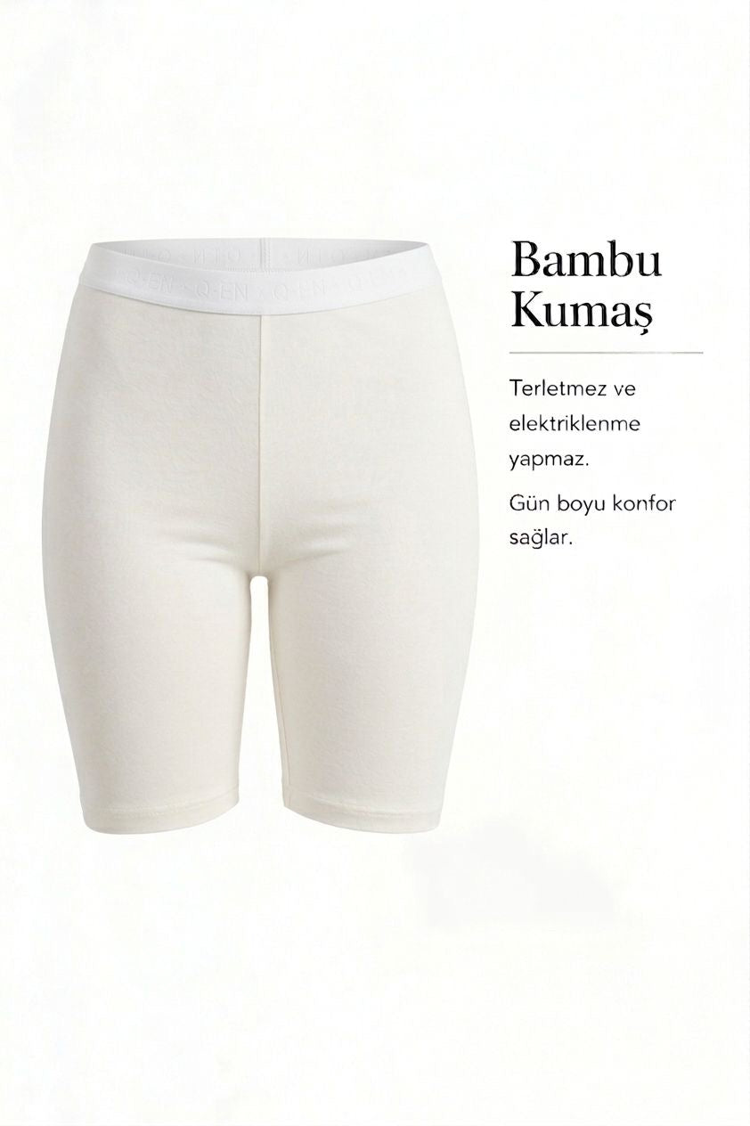 Bambu Şort-Beyaz