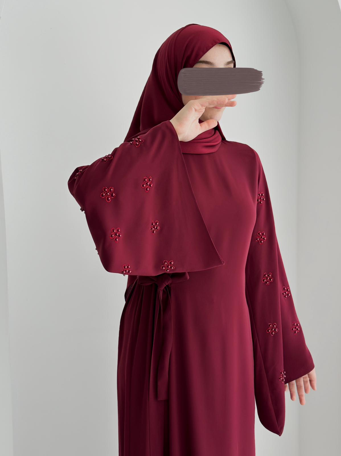 Beliz Papatya Taşlı Bordo+Şal