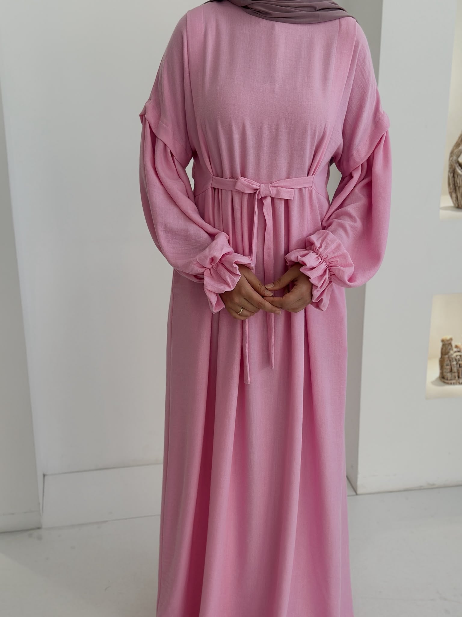 Keten Vintage Elbise Pembe ÖN SİPARİŞ ÜRÜNÜMÜZDÜR