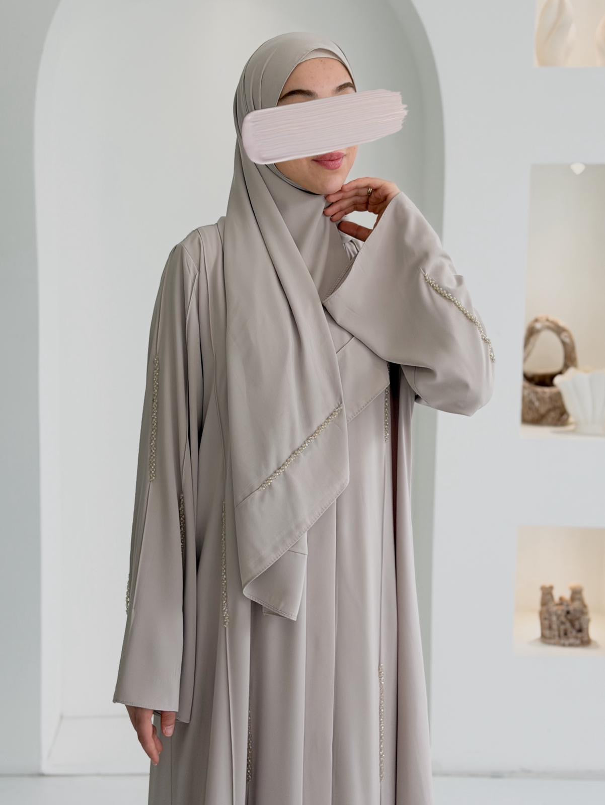 Başak Premium Abaya Takım-Taş