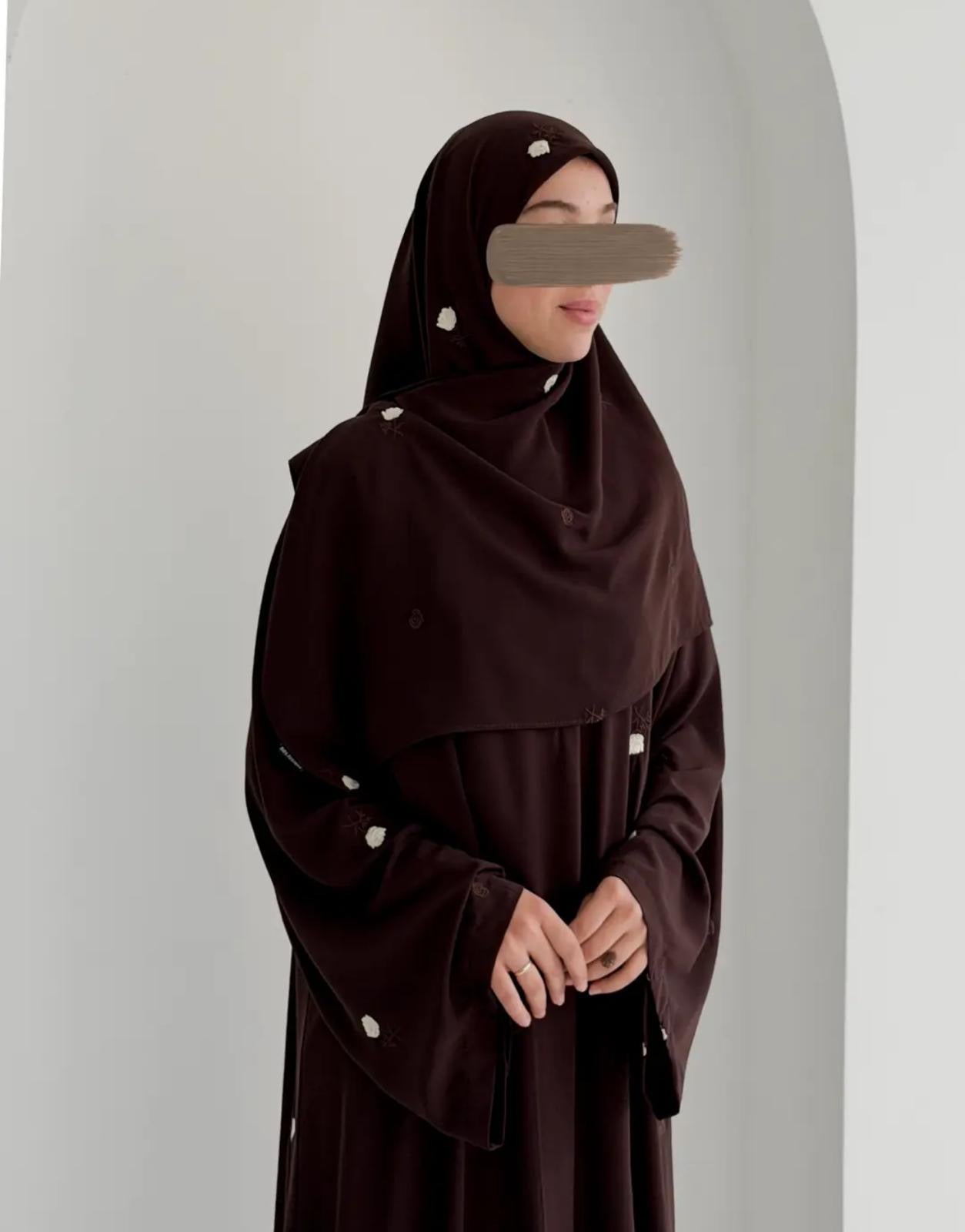 Gülce Nakışlı Abaya+Şal- Acı kahve Gül ÖN SİPARİŞ ÜRÜNÜMÜZDÜR