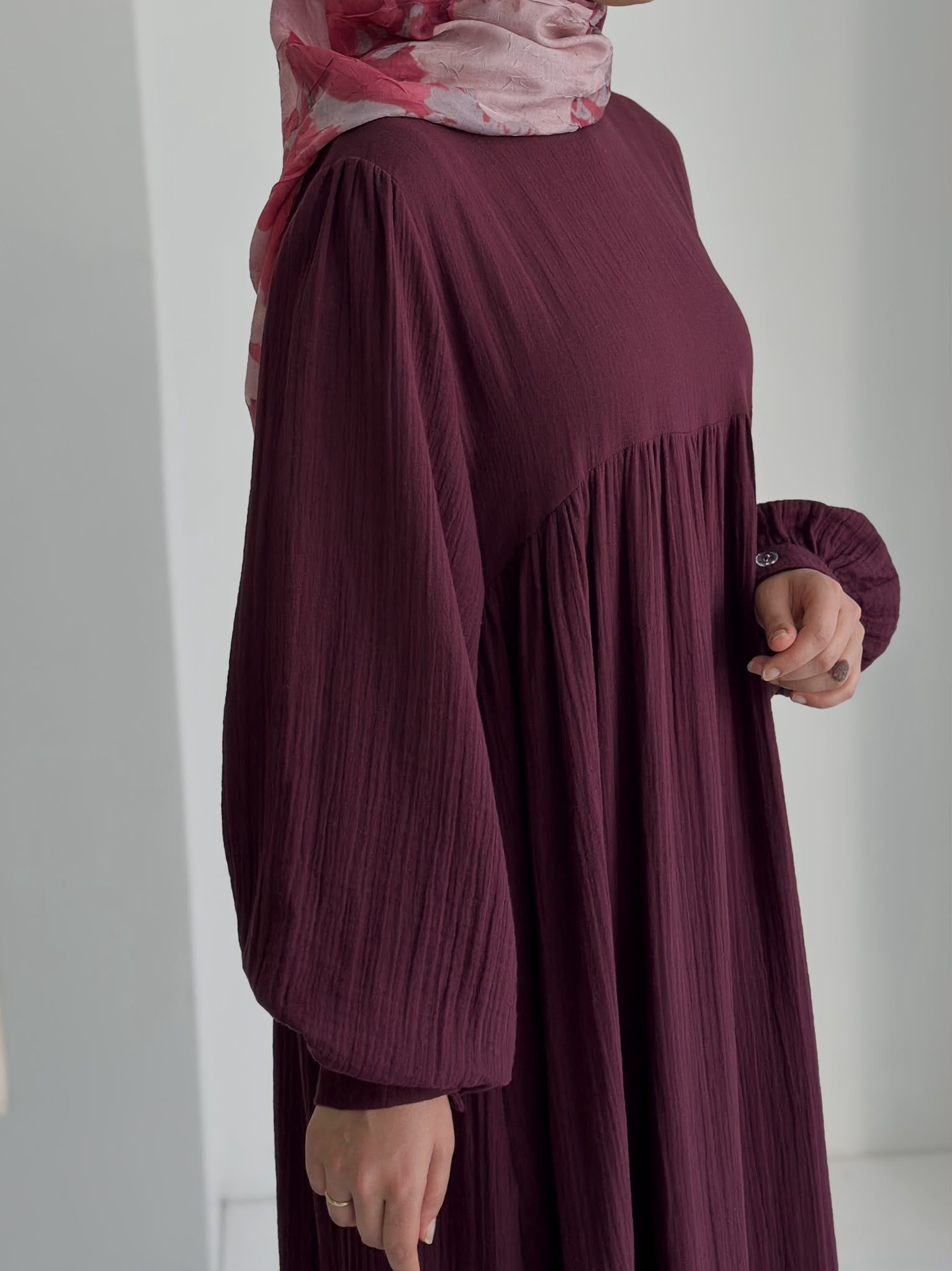 Muslin Farah Mürdüm+ Şal ÖN SİPARİŞ ÜRÜNÜMÜZDÜR