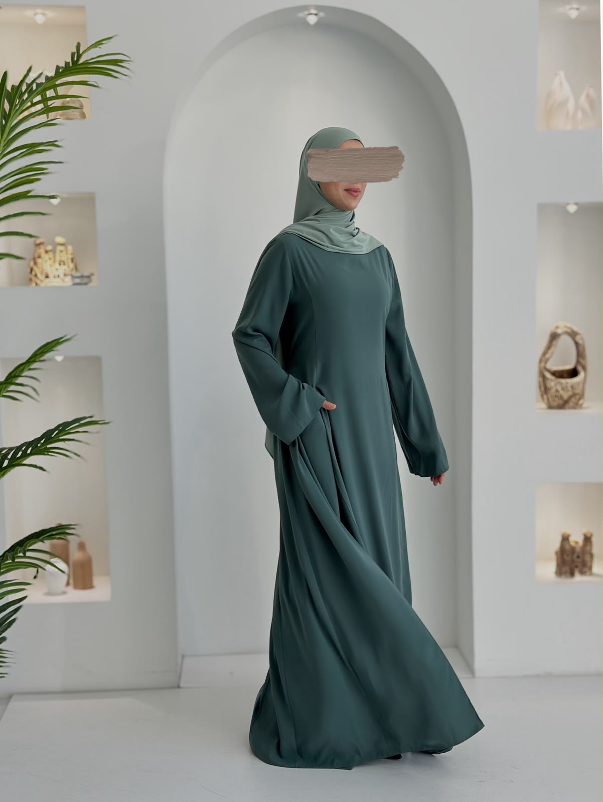Yeni Model Pantolonlu Takım Su Yeşili Şalsız