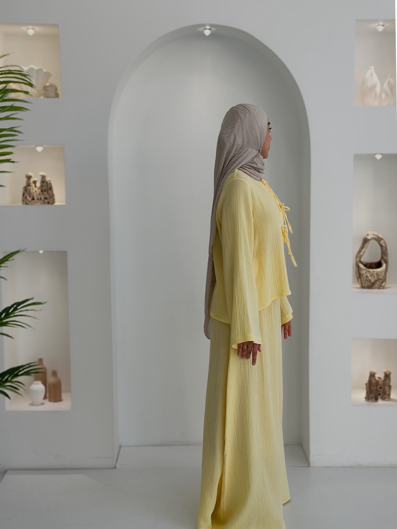 Muslin Etek Takım Sarı Şalsız  ÖN SİPARİŞ ÜRÜNÜMÜZDÜR