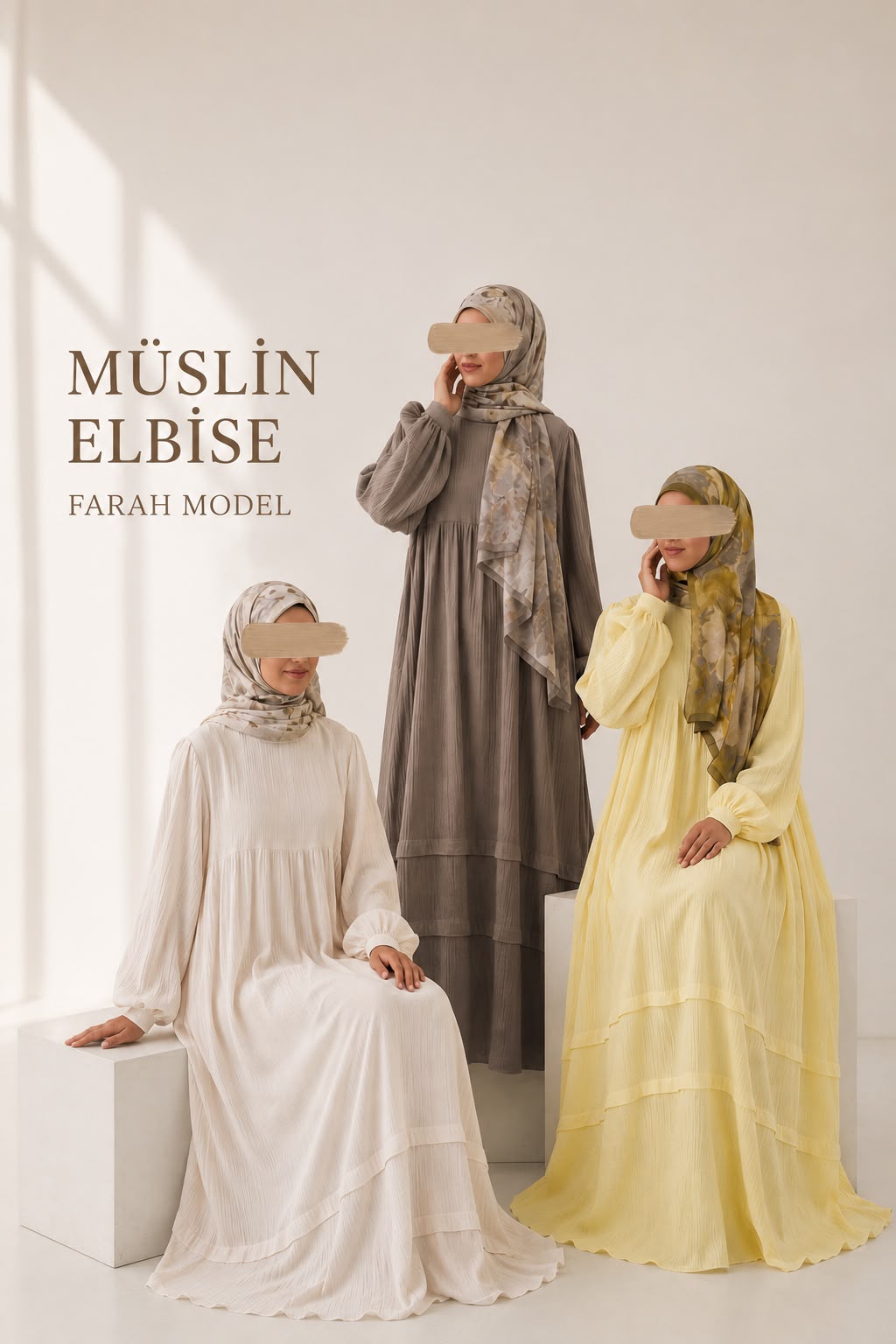 Muslin Farah Kahverengi+Şal ÖN SİPARİŞ ÜRÜNÜMÜZDÜR