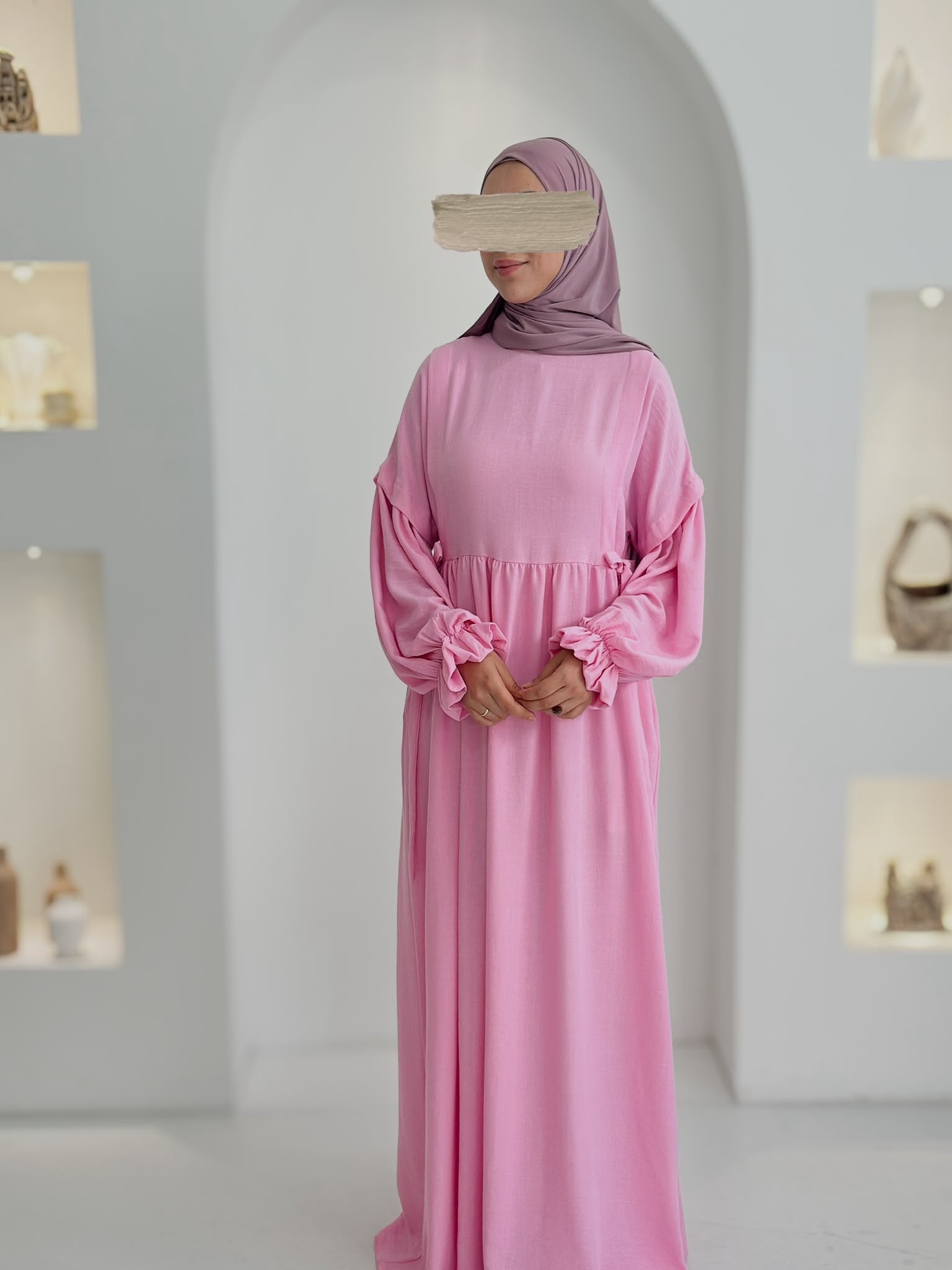 Keten Vintage Elbise Pembe ÖN SİPARİŞ ÜRÜNÜMÜZDÜR