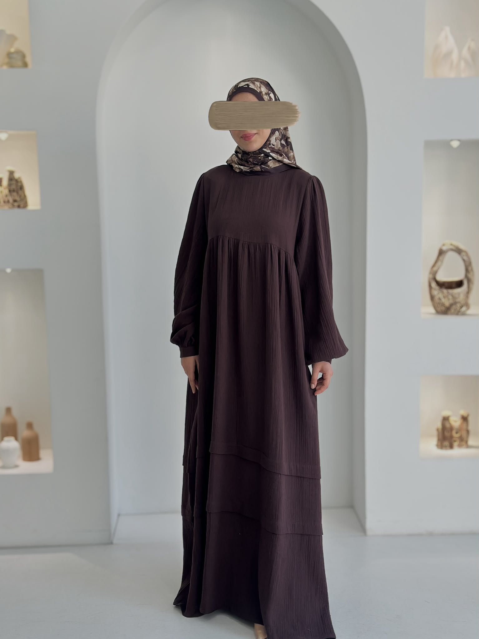 Muslin Farah Kahverengi+Şal ÖN SİPARİŞ ÜRÜNÜMÜZDÜR
