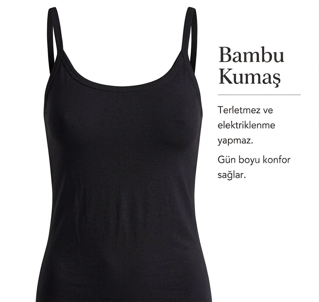 Bambu İnce Askili Atlet-Siyah