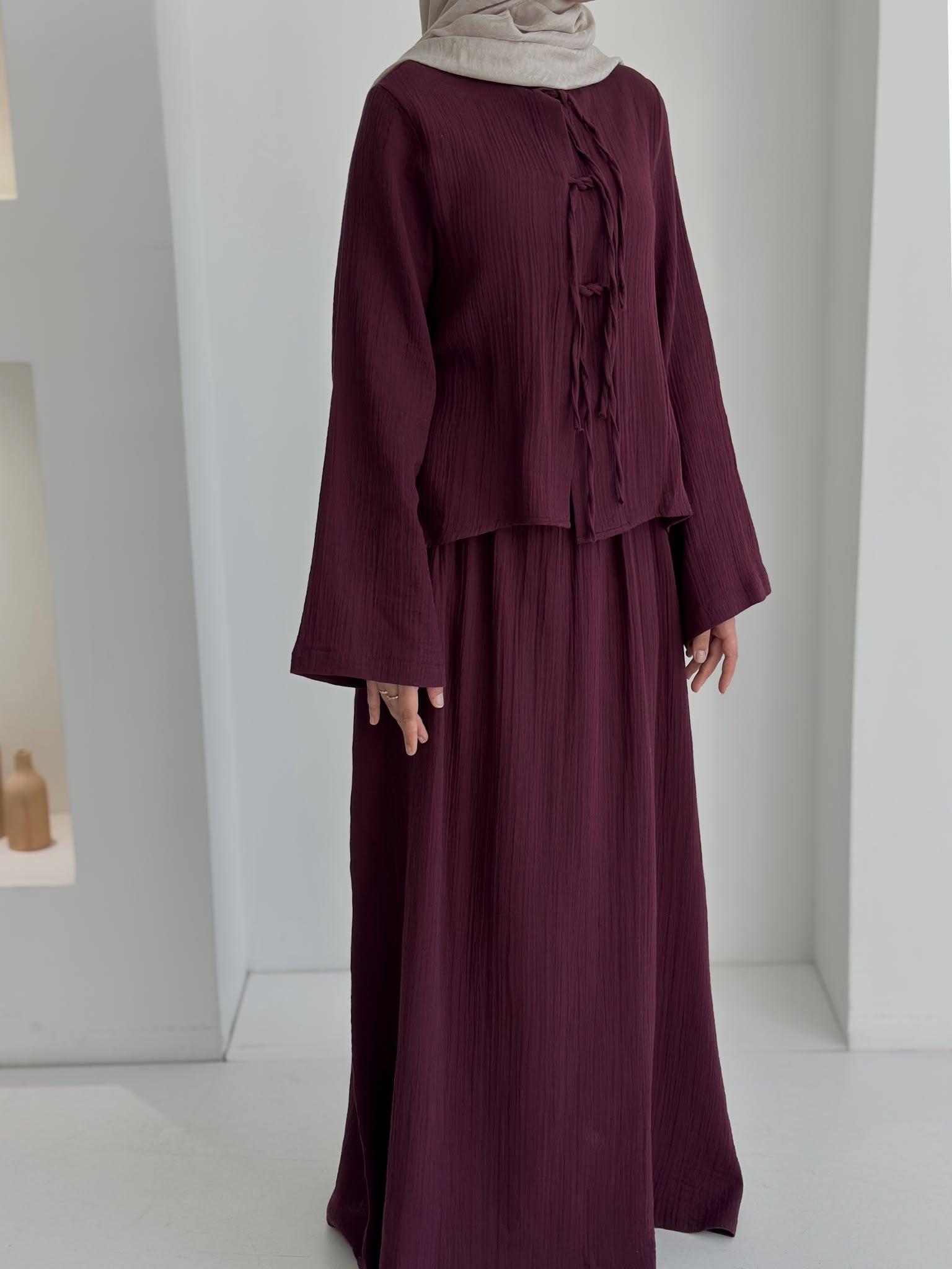 Muslin Etek Takım Mürdüm Şalsız