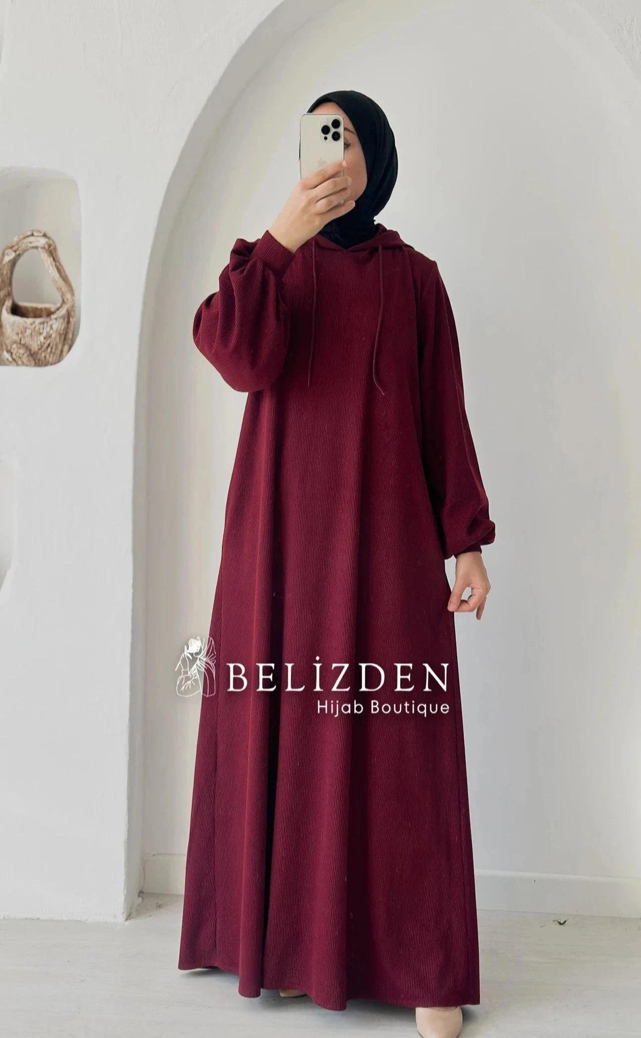 Fitilli Kapşonlu Bordo