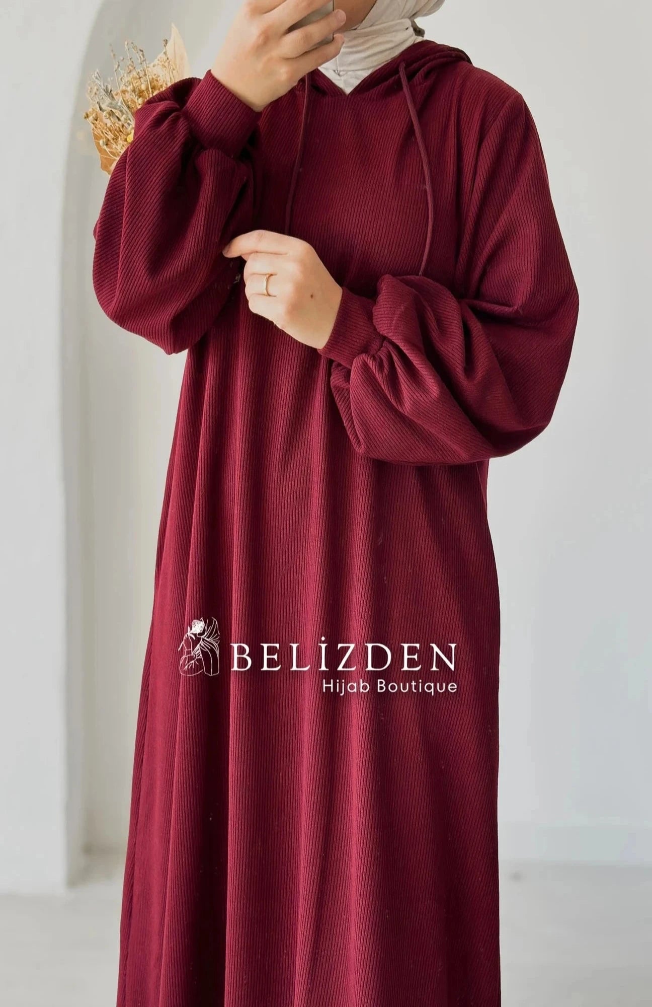 Fitilli Kapşonlu Bordo