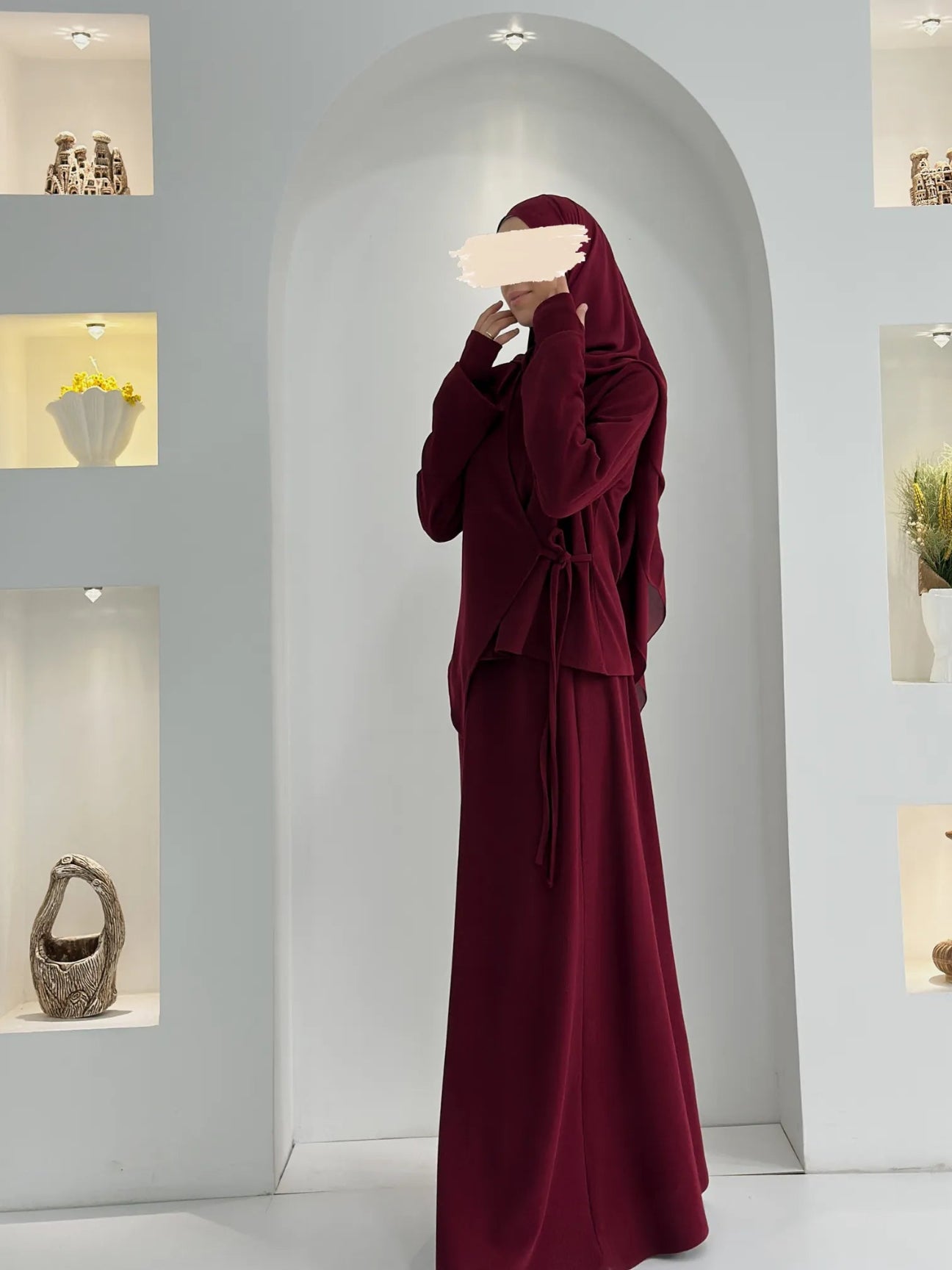 Roza Etekli Takım Bordo
