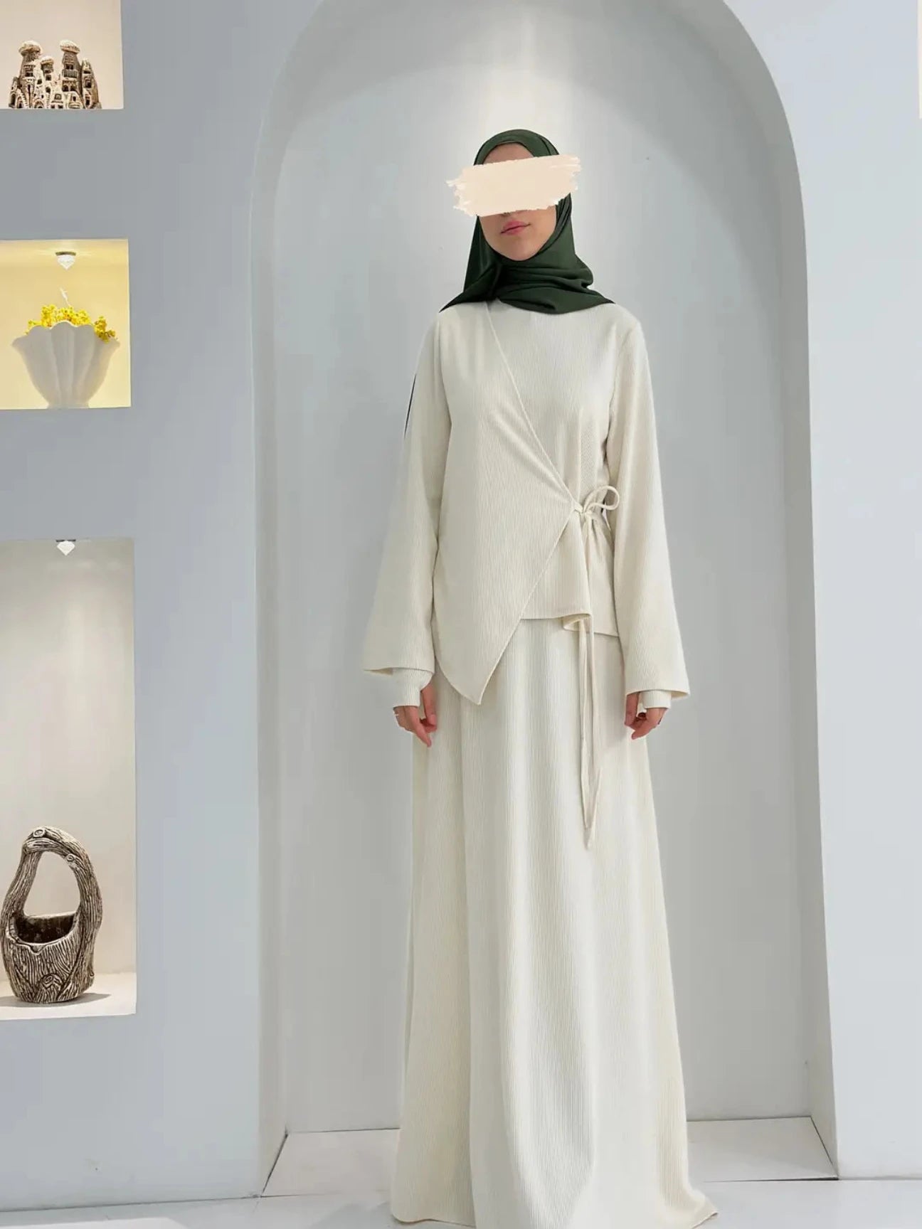 Roza Etekli Takım Ekru