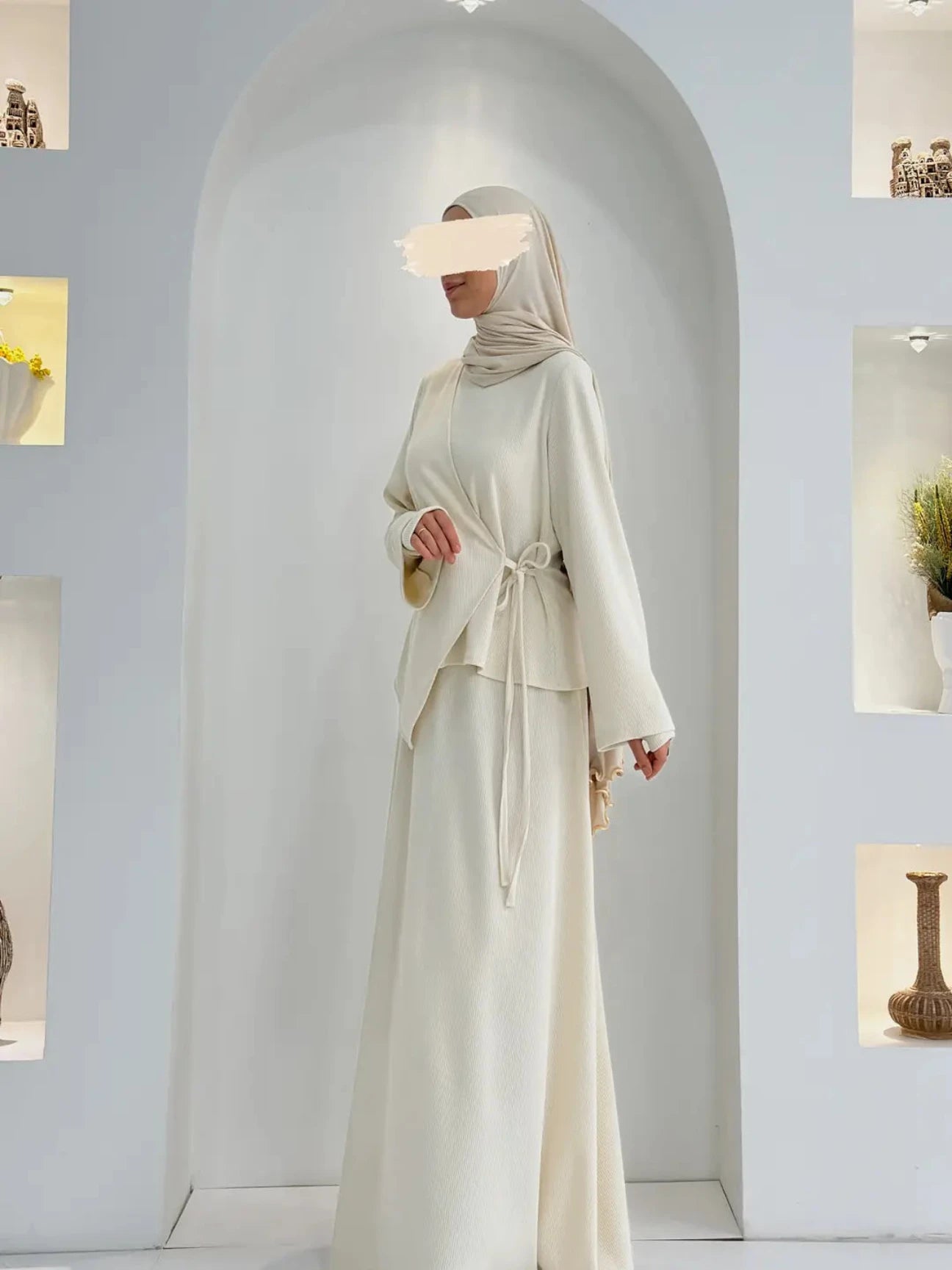 Roza Etekli Takım Ekru