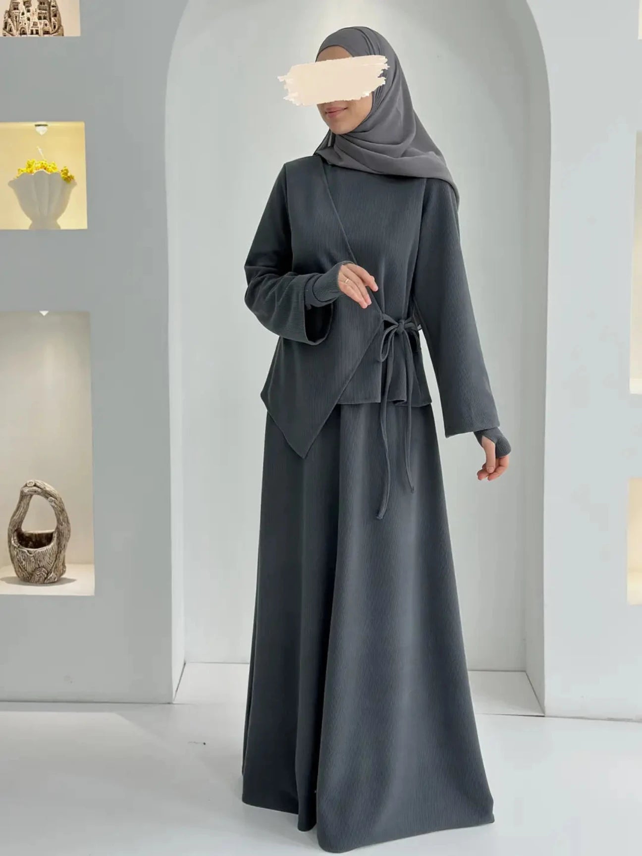 Roza Etekli Takım Füme