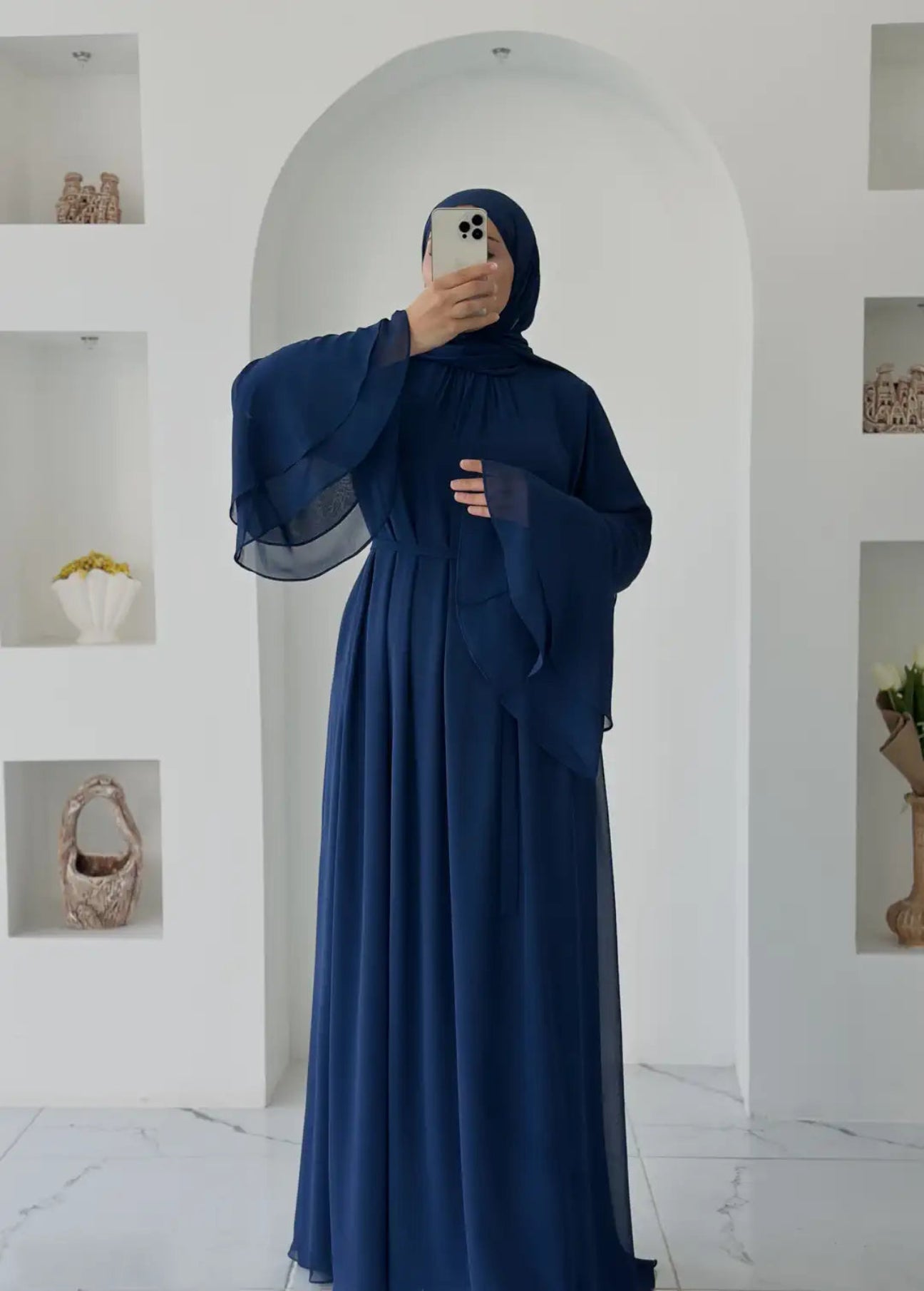 Ahu Şifon Elbise Lacivert