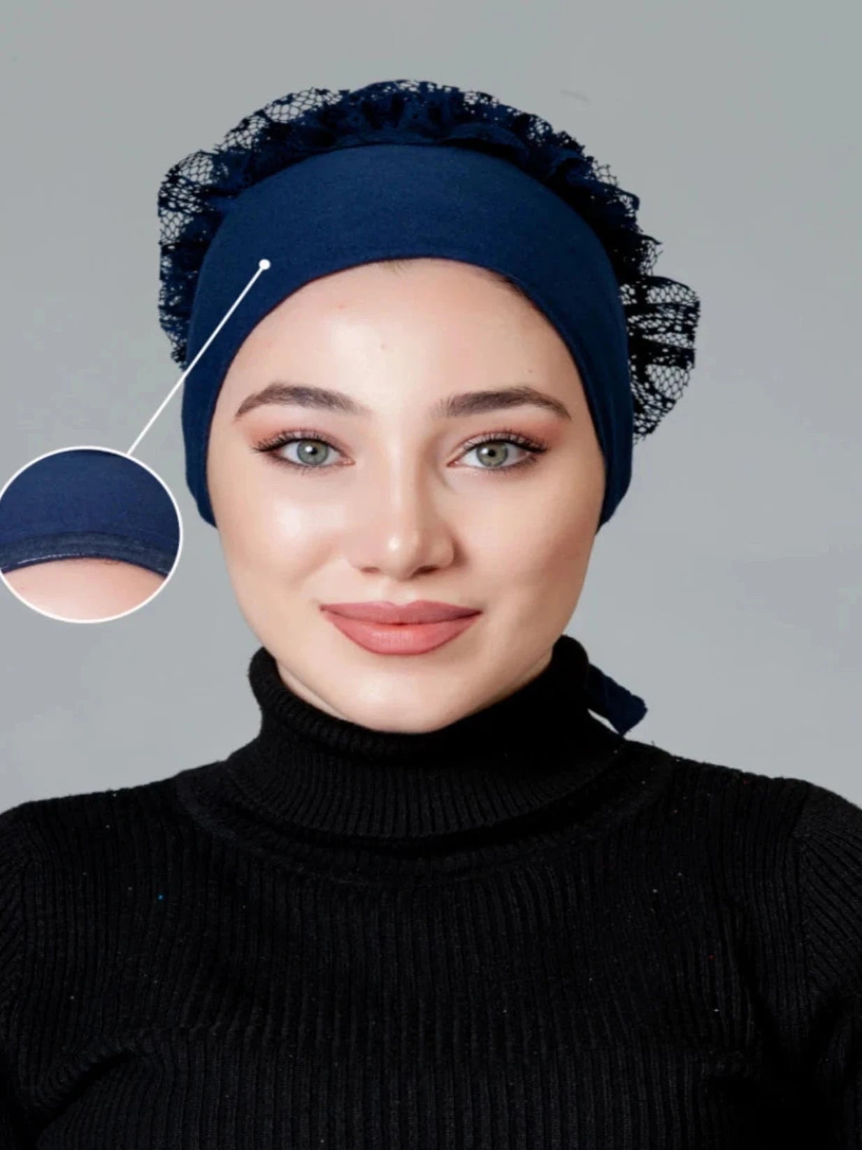 Püsküllü Kaymaz Bone Lacivert