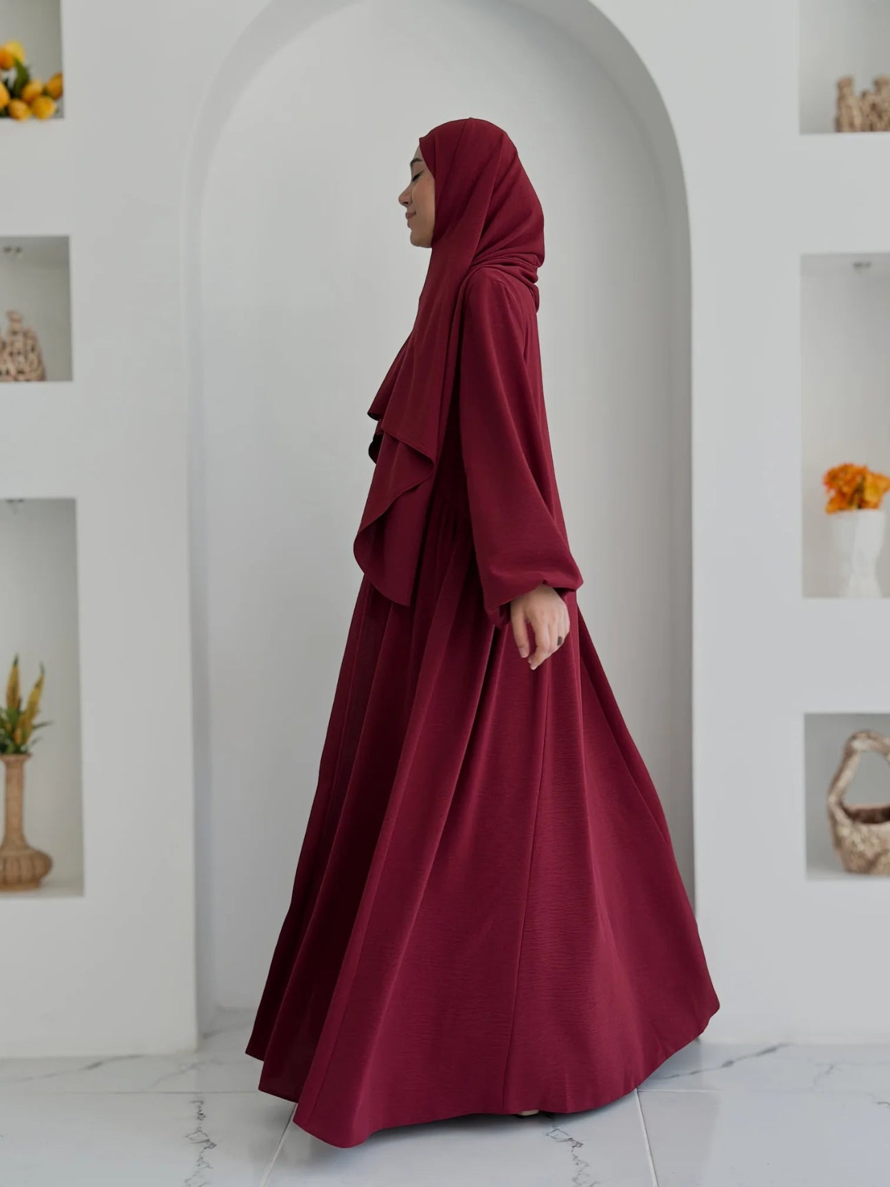 Laden Önden Fermuarlı Bordo