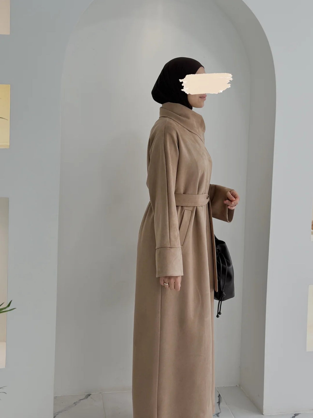 Süet Atkılı Kahve