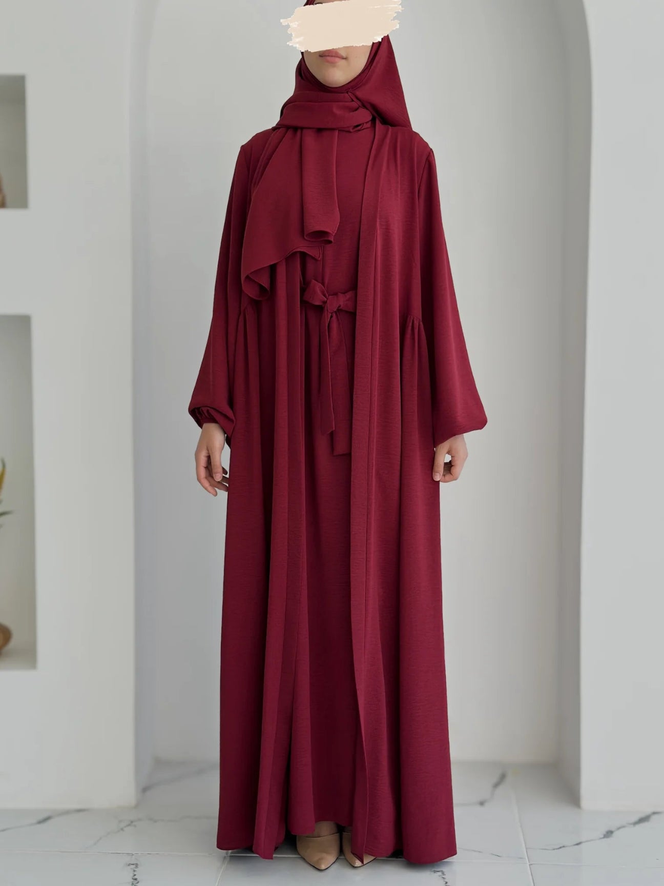 Laden Önden Fermuarlı Bordo