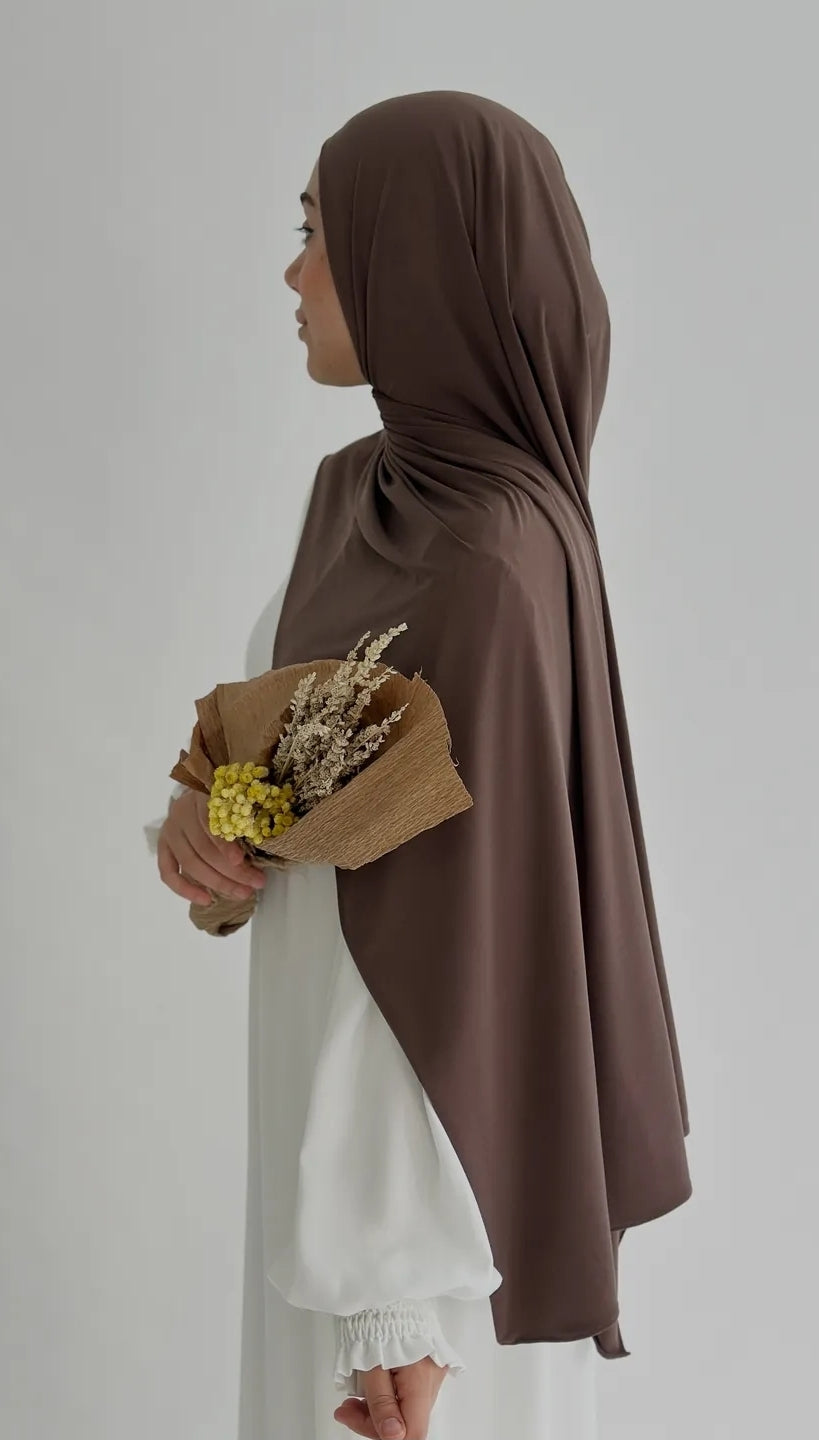 Premium jersey Şal Düz Koyu Vizon