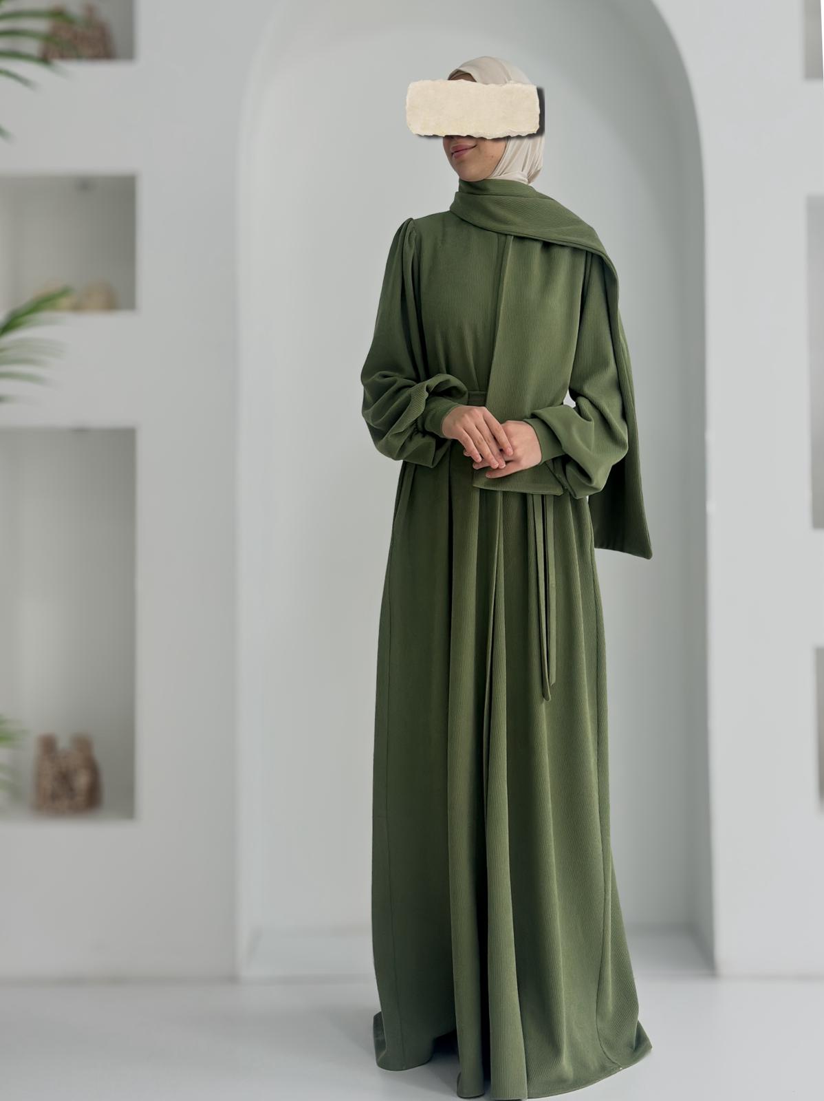 Fitilli Ferace +Atkı Yeşil ÖN SİPARİŞ ÜRÜNÜMÜZDÜR