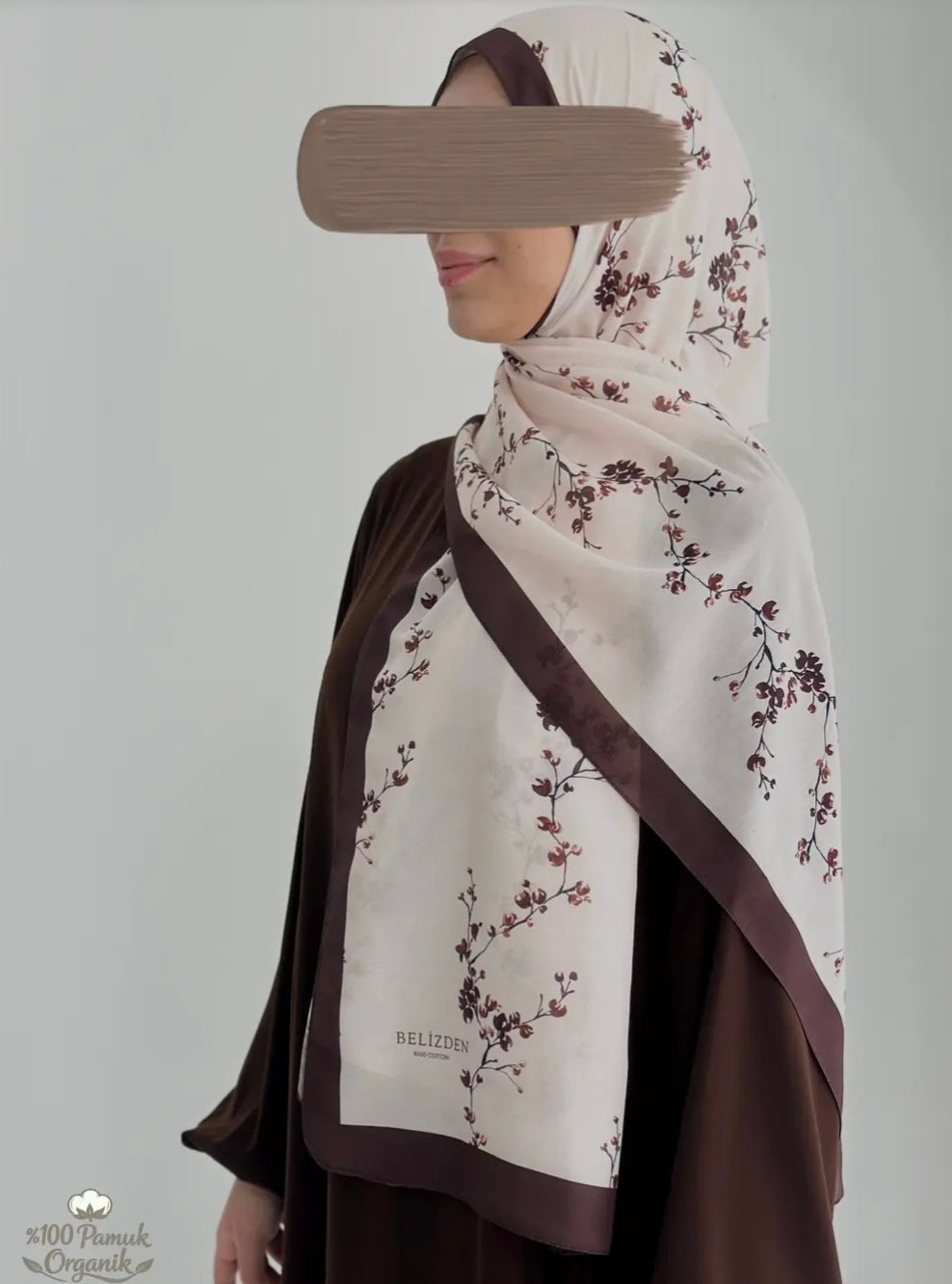 Tomurcuk Desen Organik Şal Kahverengi ÖN SİPARİŞ ÜRÜNÜMÜZDÜR