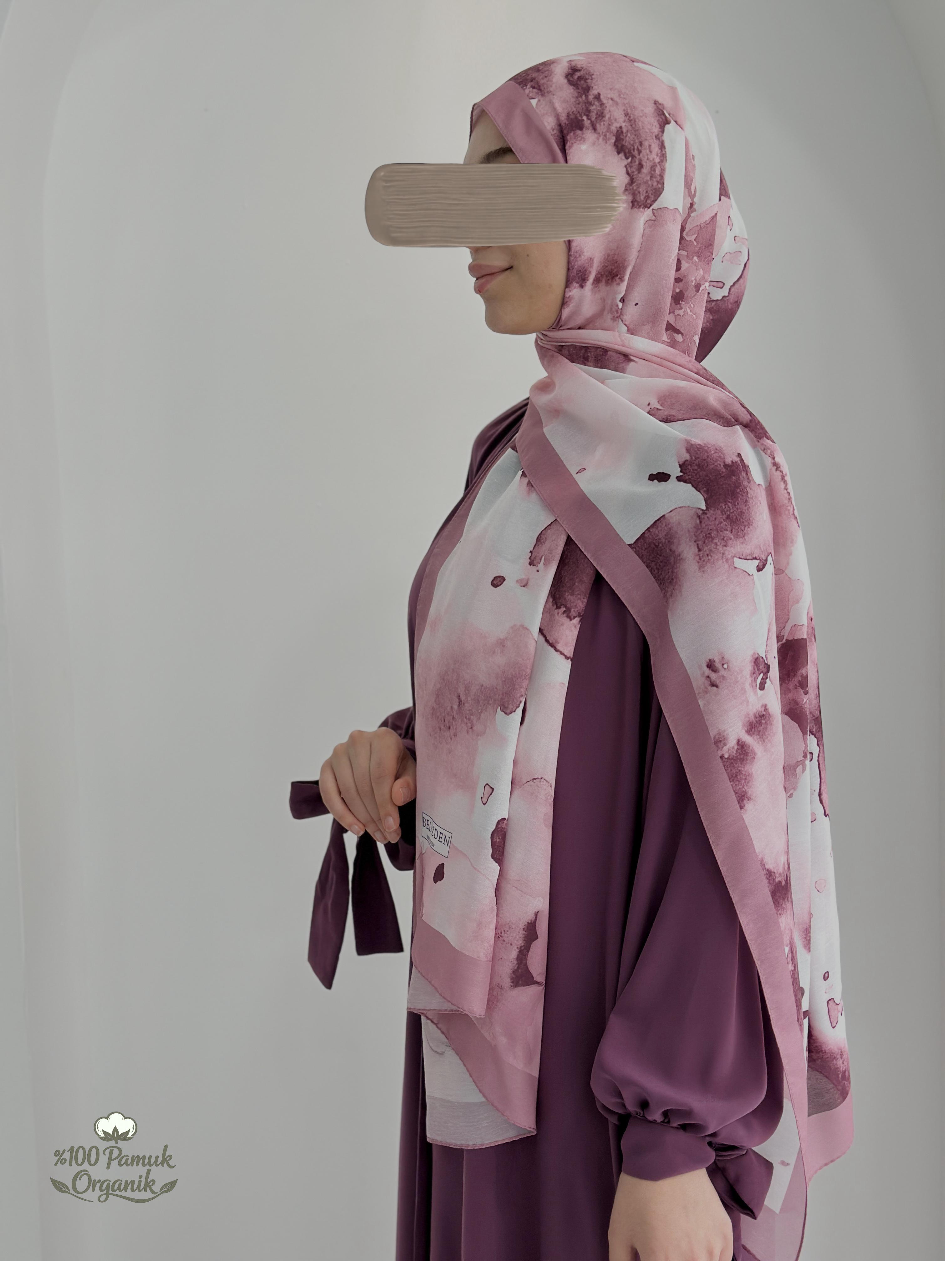 Ebruli Desen Organik Şal Pudra ÖN SİPARİŞ ÜRÜNÜMÜZDÜR