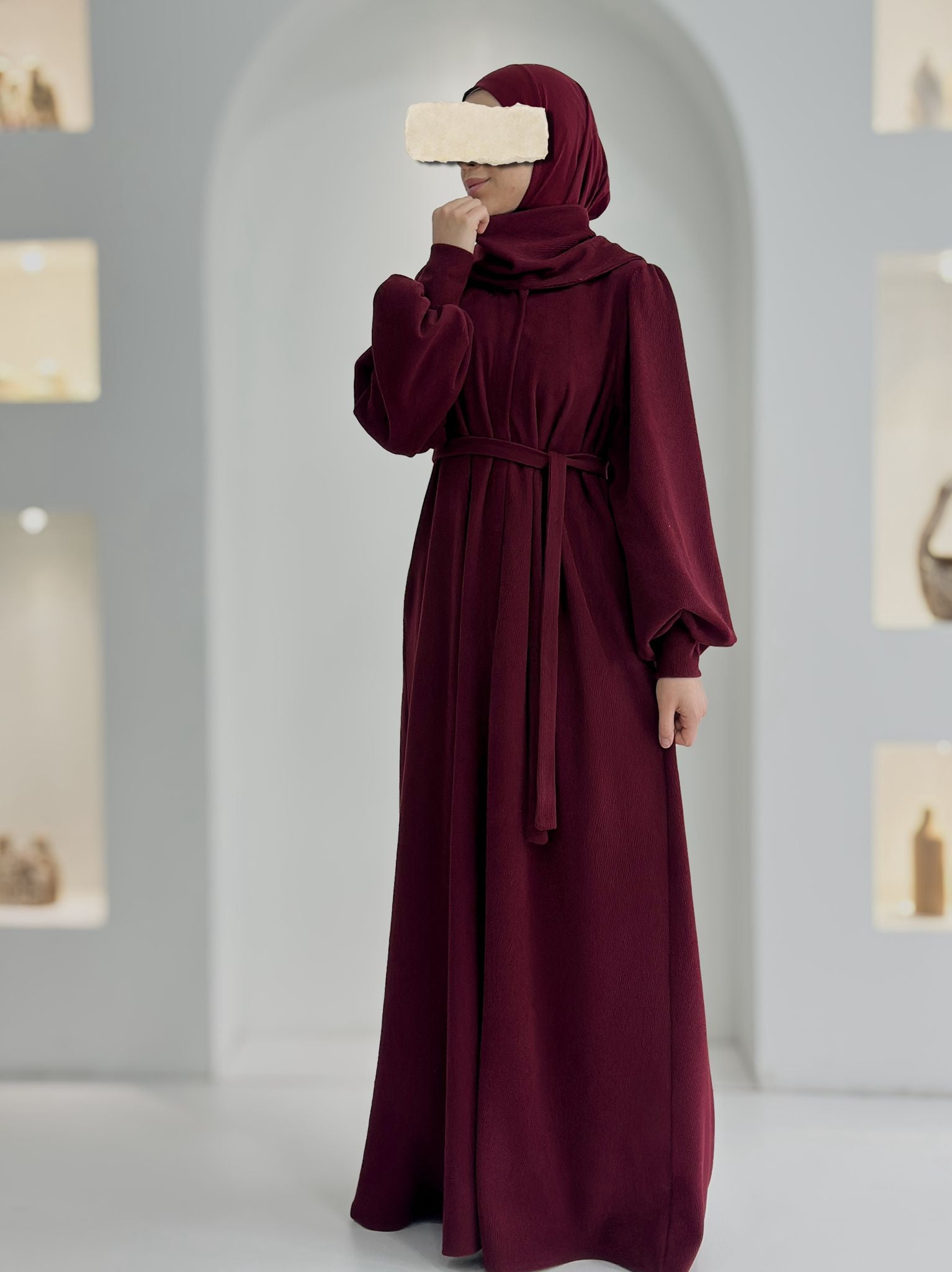 Fitilli Ferace +Atkı Bordo ÖN SİPARİŞ ÜRÜNÜMÜZDÜR