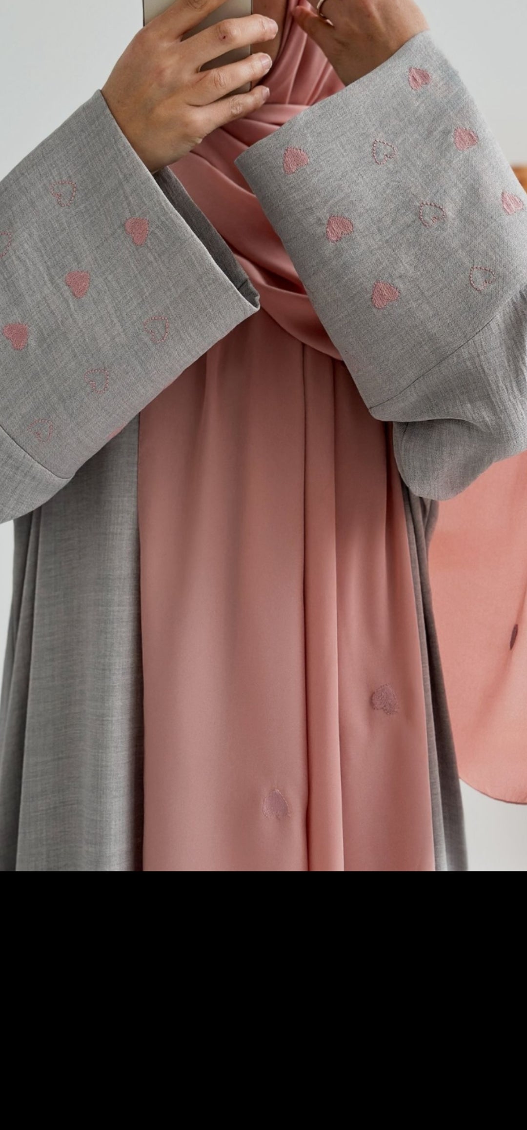 Kalp Nakışlı Şal (Pudra-Pudra)