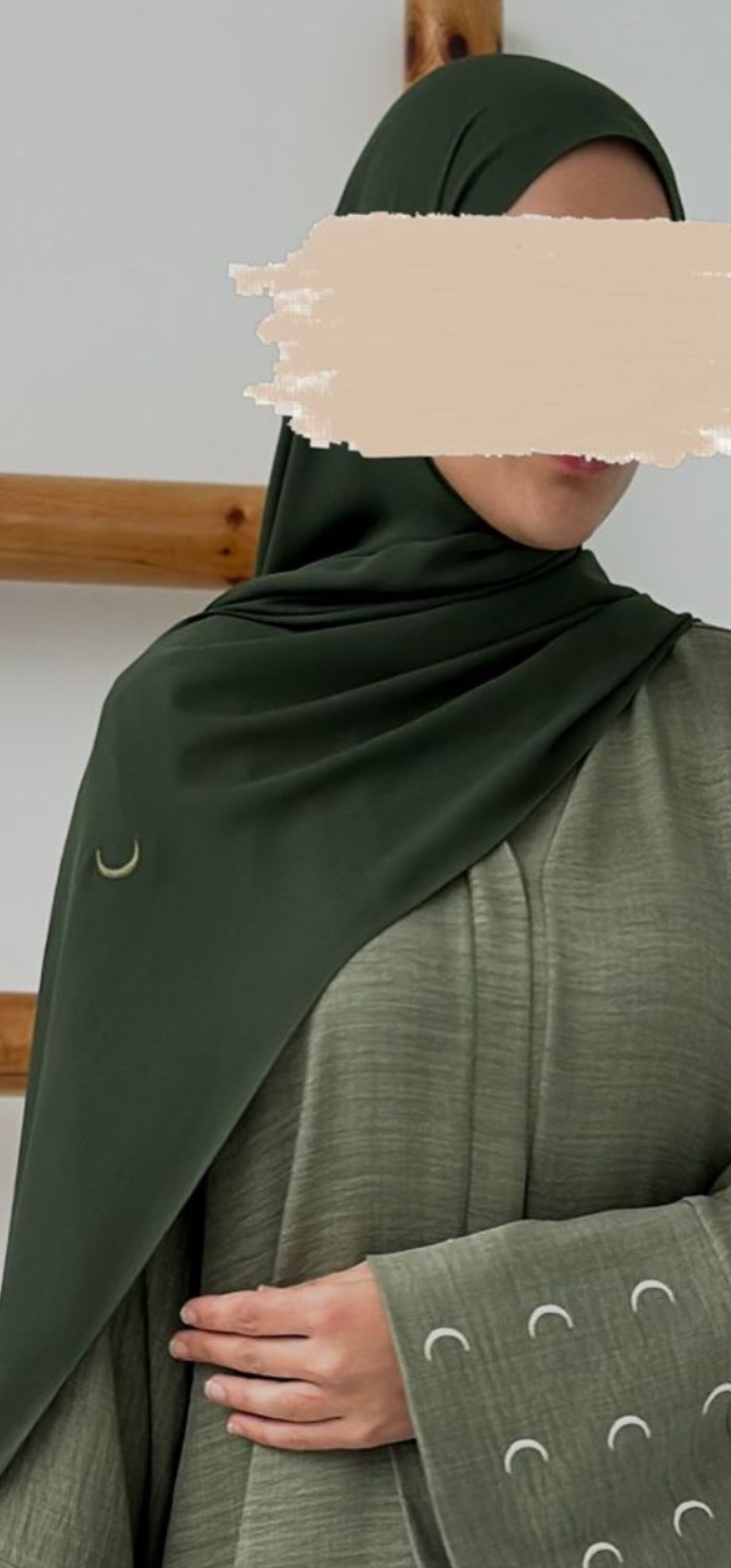 Hilal Nakışlı Şal (Haki Yeşil)