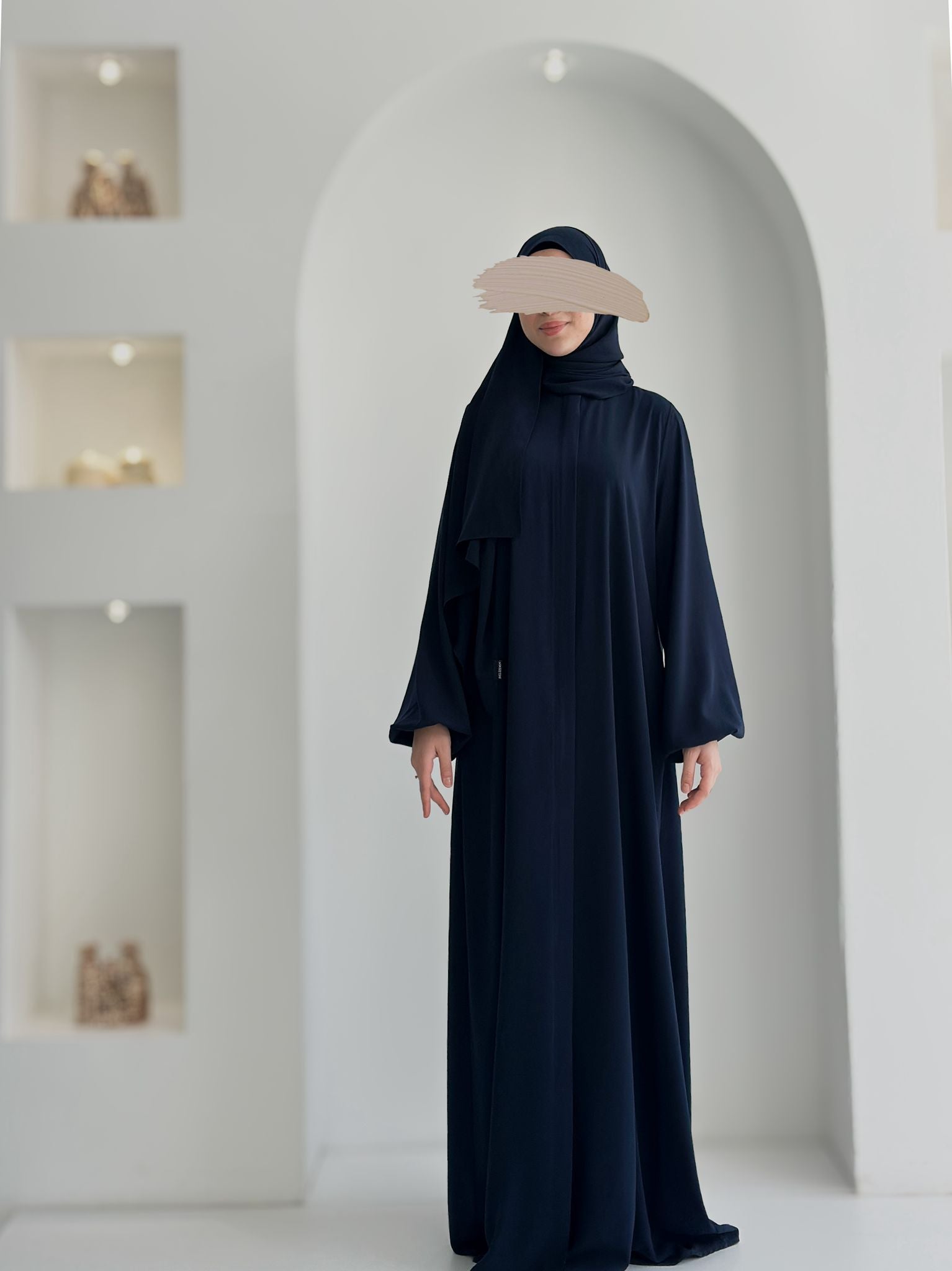 Balon Kol Ferace Lacivert +Şal ÖN SİPARİŞ ÜRÜNÜMÜZDÜR