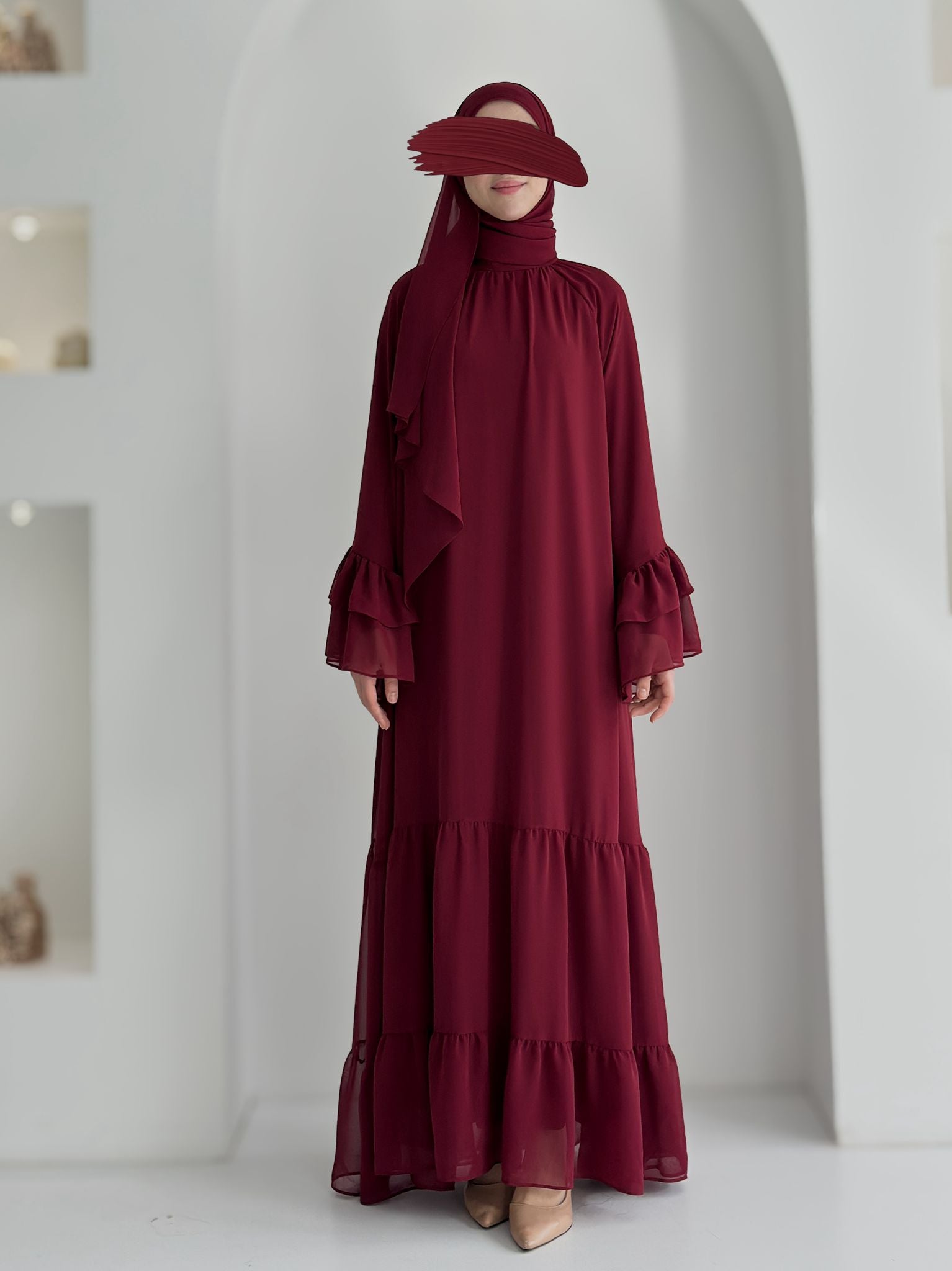 Prenses Püsküllü Bordo