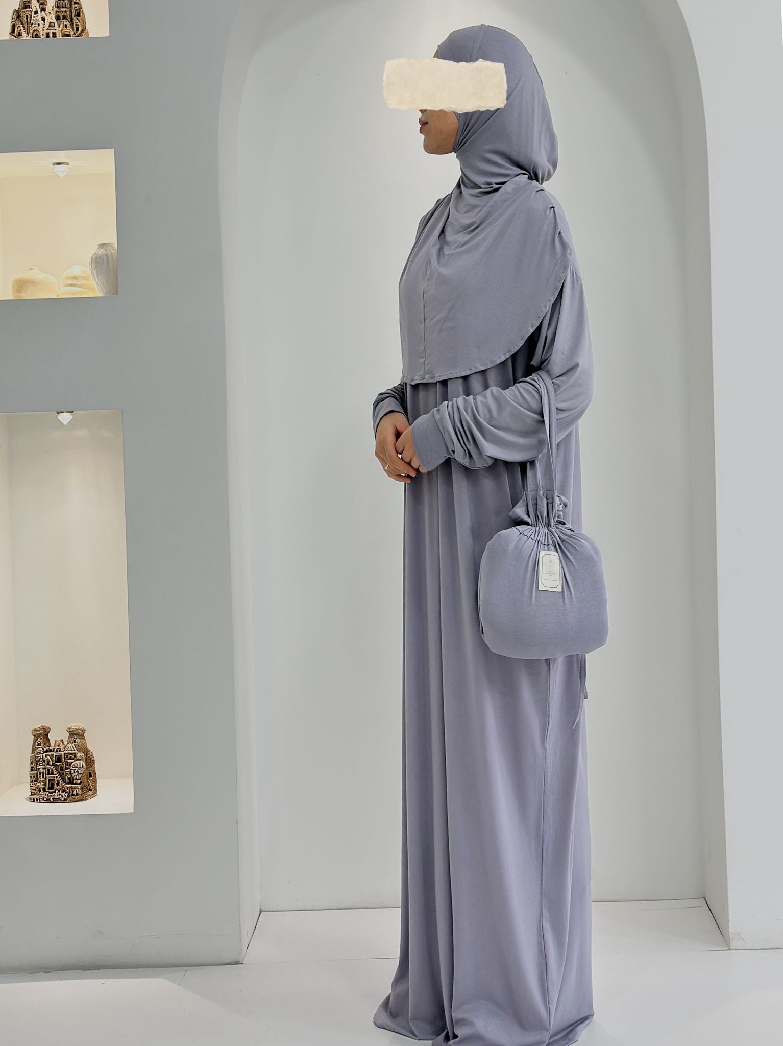Pamuk Namaz Elbisesi Açık Gri ÖN SİPARİŞ ÜRÜNÜMÜZDÜR