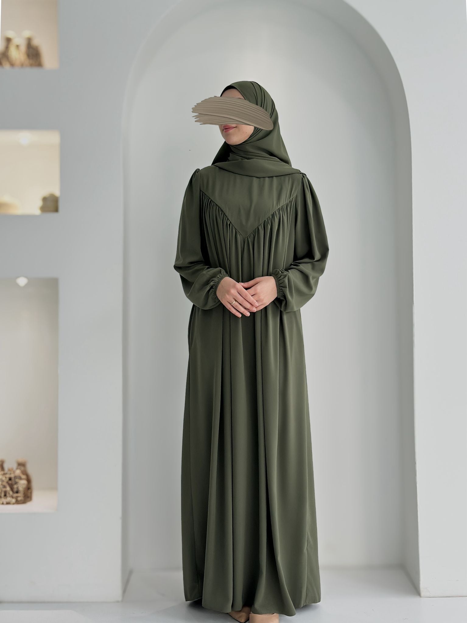 Seda Abaya +Şal Haki ÖN SİPARİŞ ÜRÜNÜMÜZDÜR